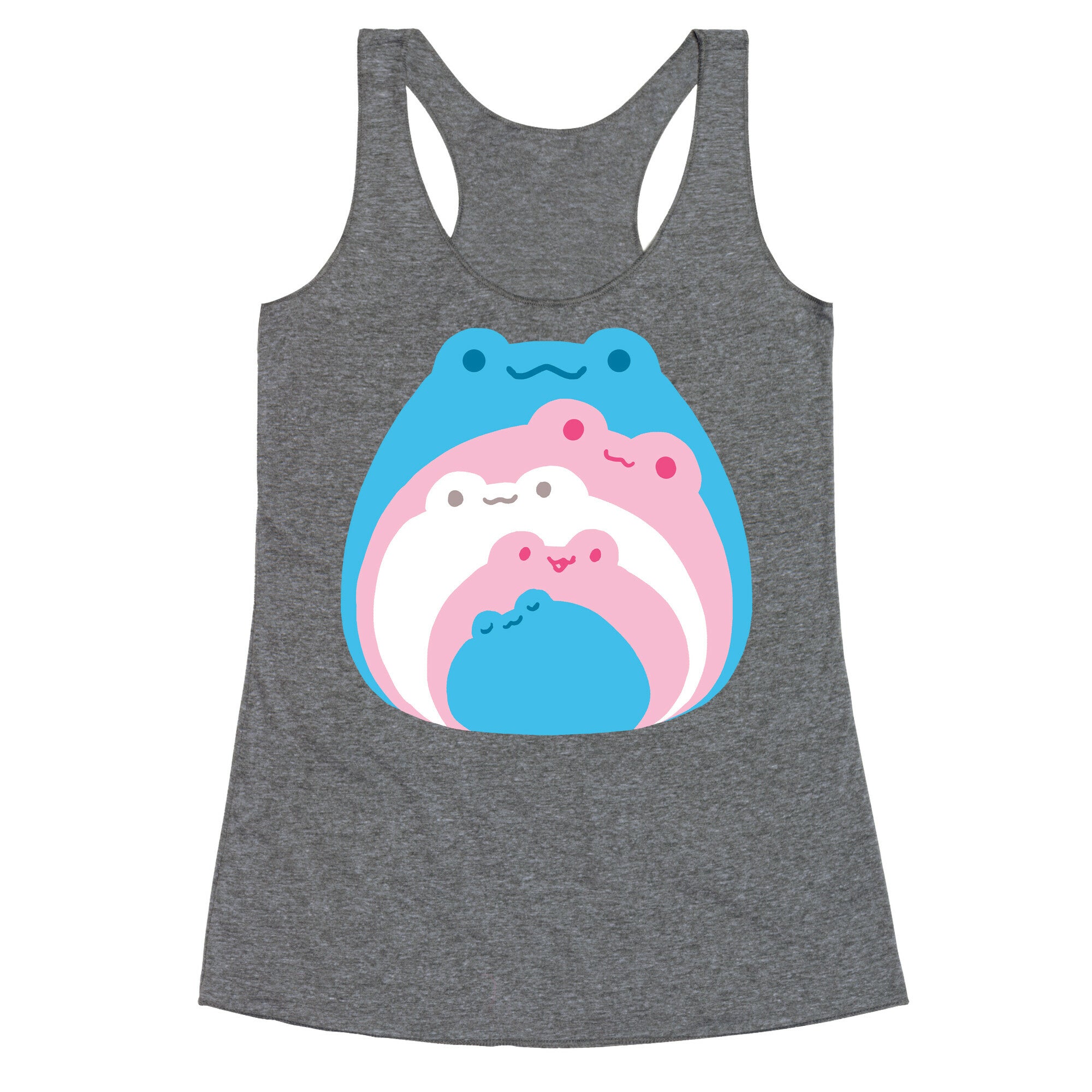 Frogs In Frogs In Frogs Trans Pride Racerback Tank
