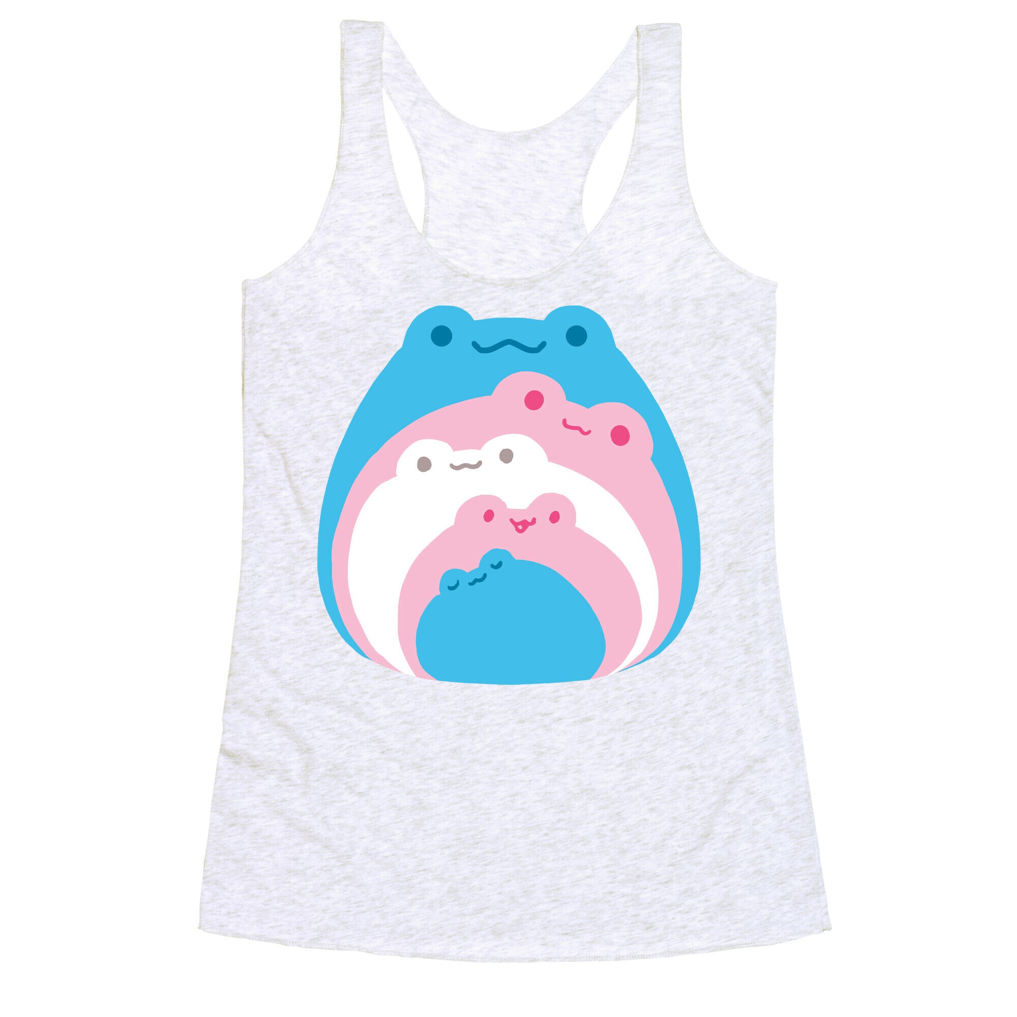 Frogs In Frogs In Frogs Trans Pride Racerback Tank