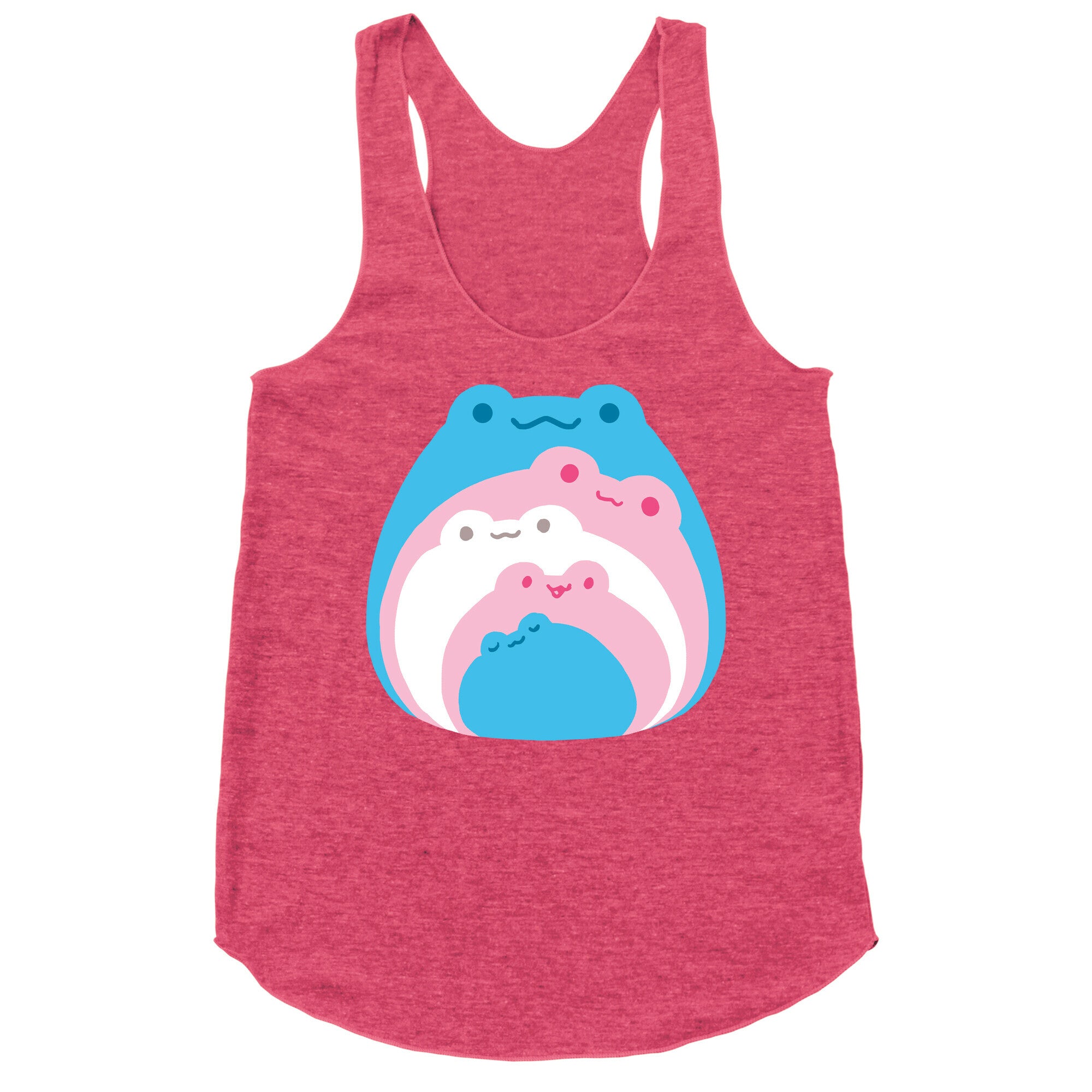 Frogs In Frogs In Frogs Trans Pride Racerback Tank