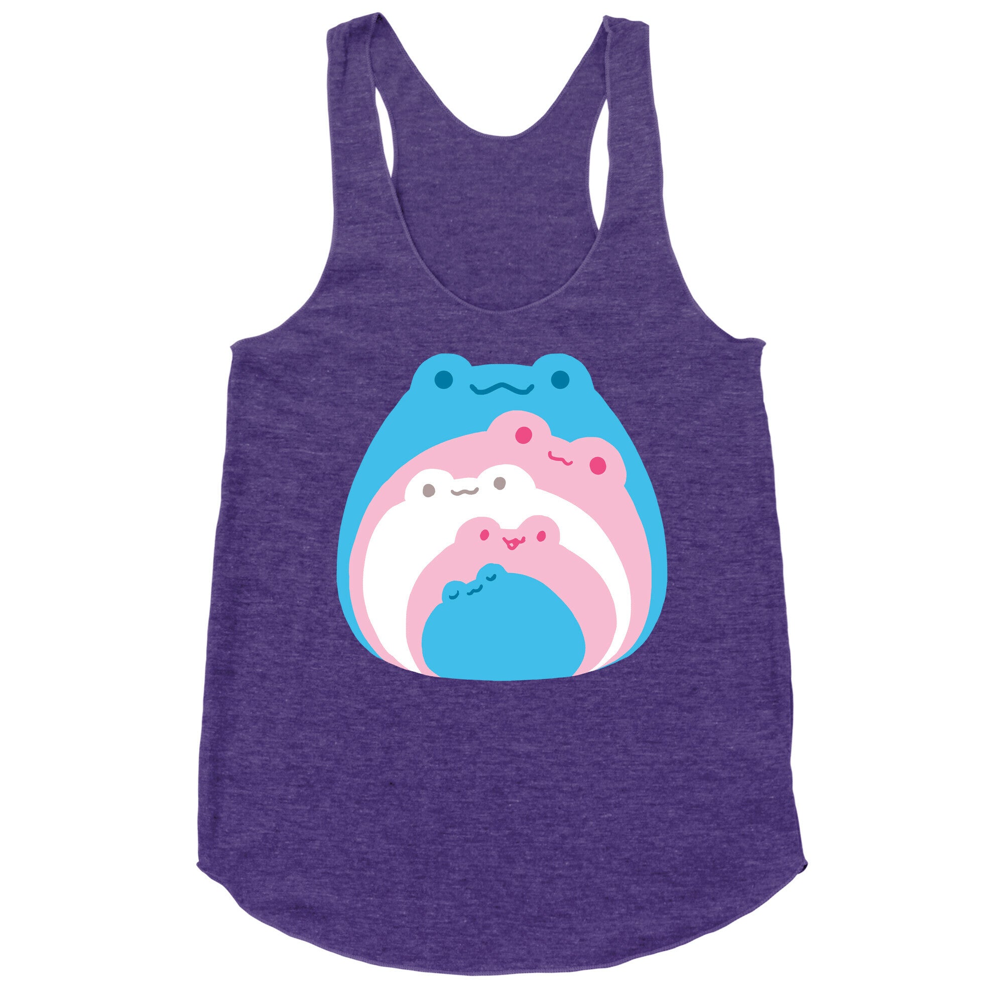 Frogs In Frogs In Frogs Trans Pride Racerback Tank