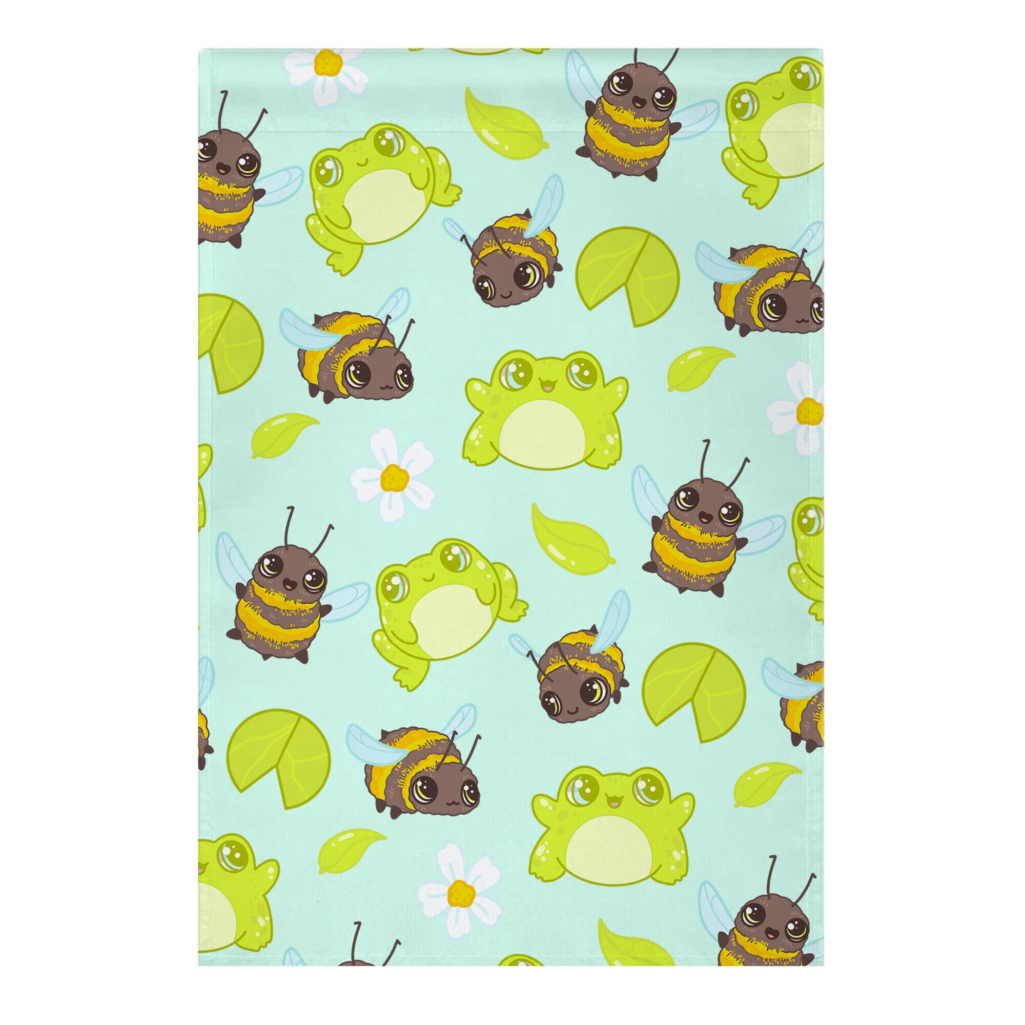 Cute Bees and Frogs Pattern Garden Flag