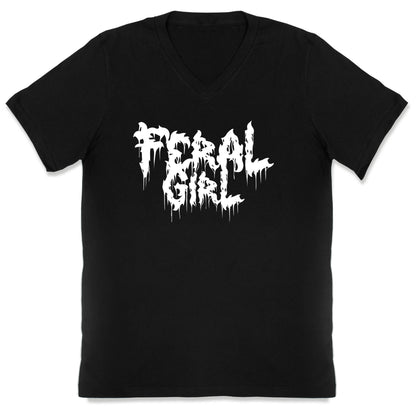 Feral Girl Metal Band Parody V-Neck