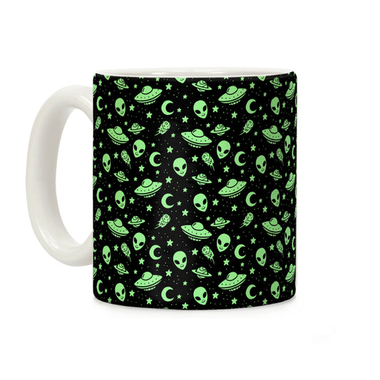 Aliens and UFO Cosmic Space Pattern Coffee Mug