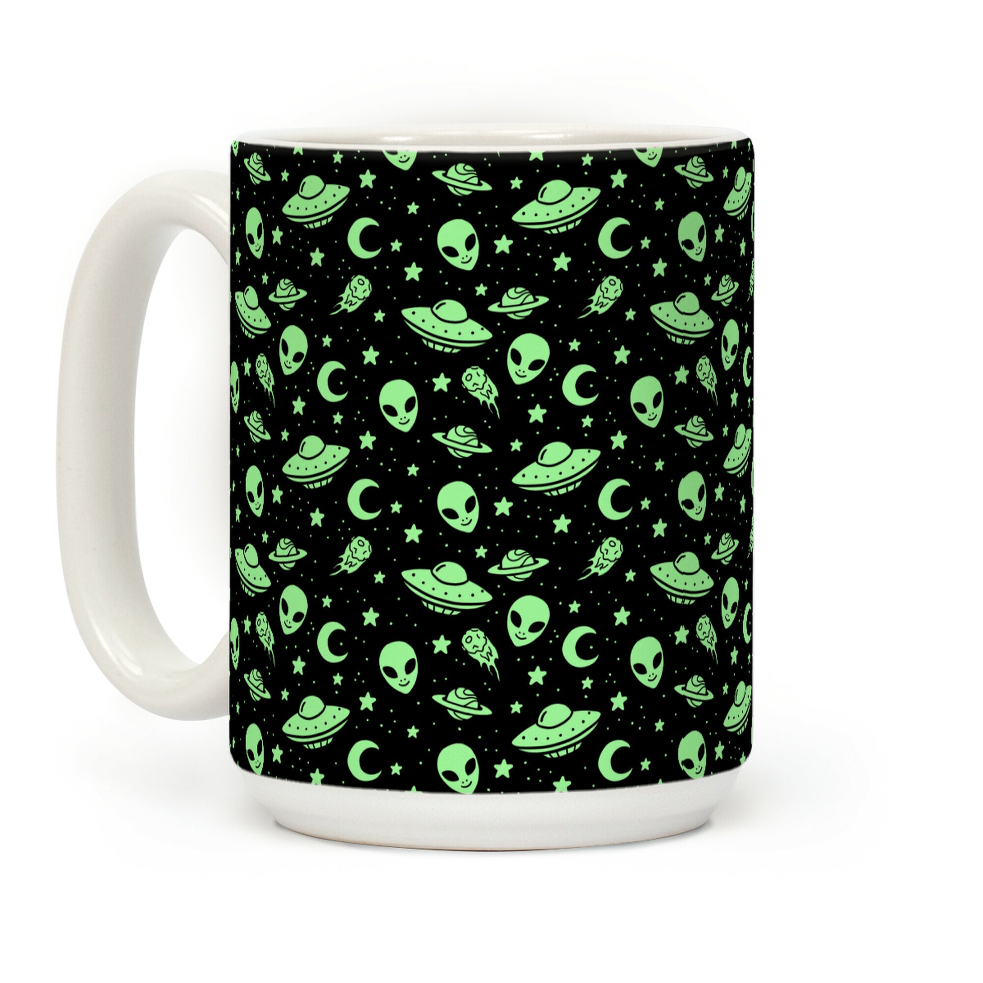 Aliens and UFO Cosmic Space Pattern Coffee Mug