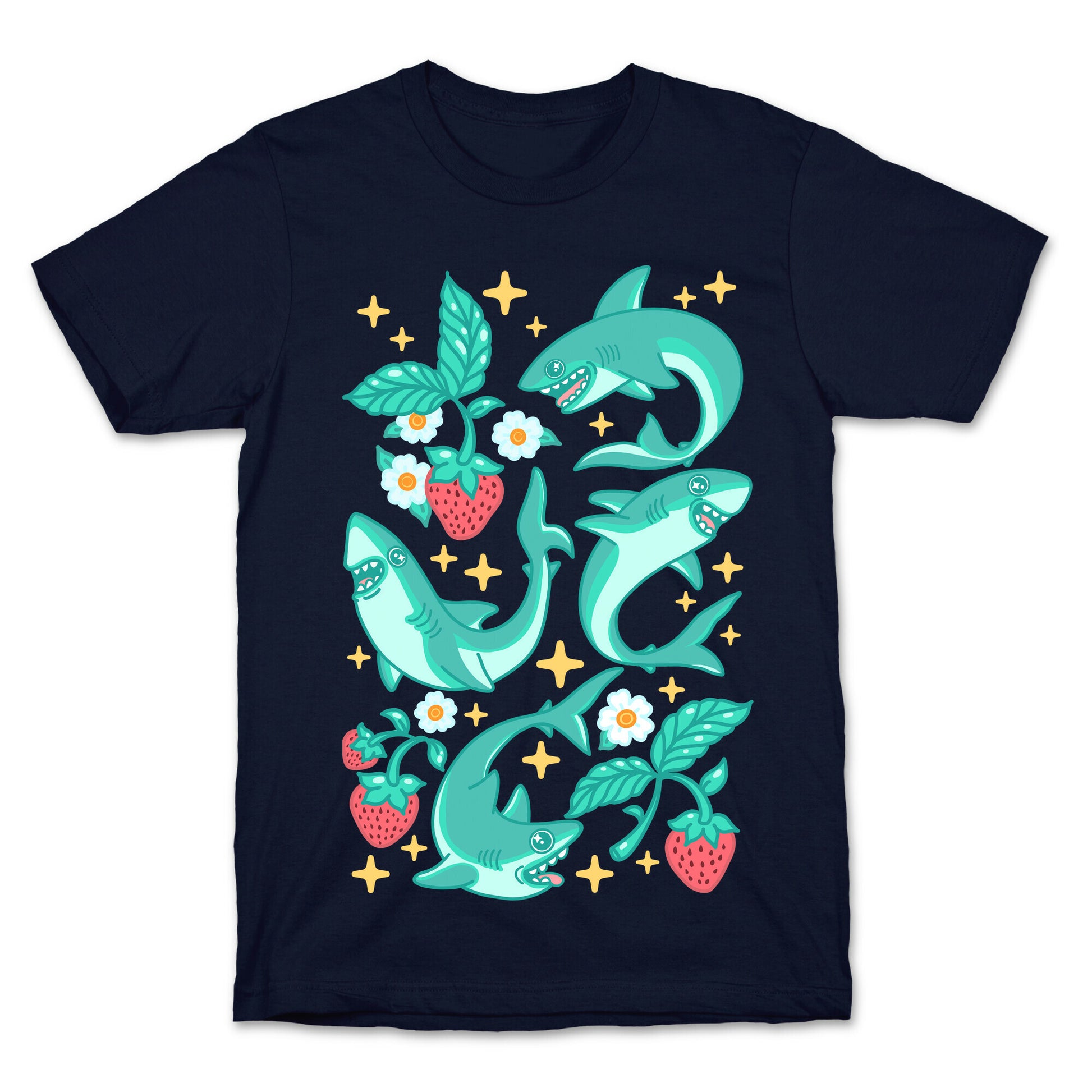Punk Strawberry Sharks Pattern T-Shirt