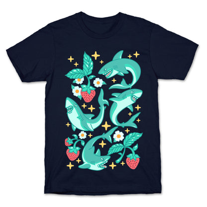 Punk Strawberry Sharks Pattern T-Shirt