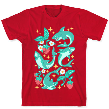 Punk Strawberry Sharks Pattern T-Shirt