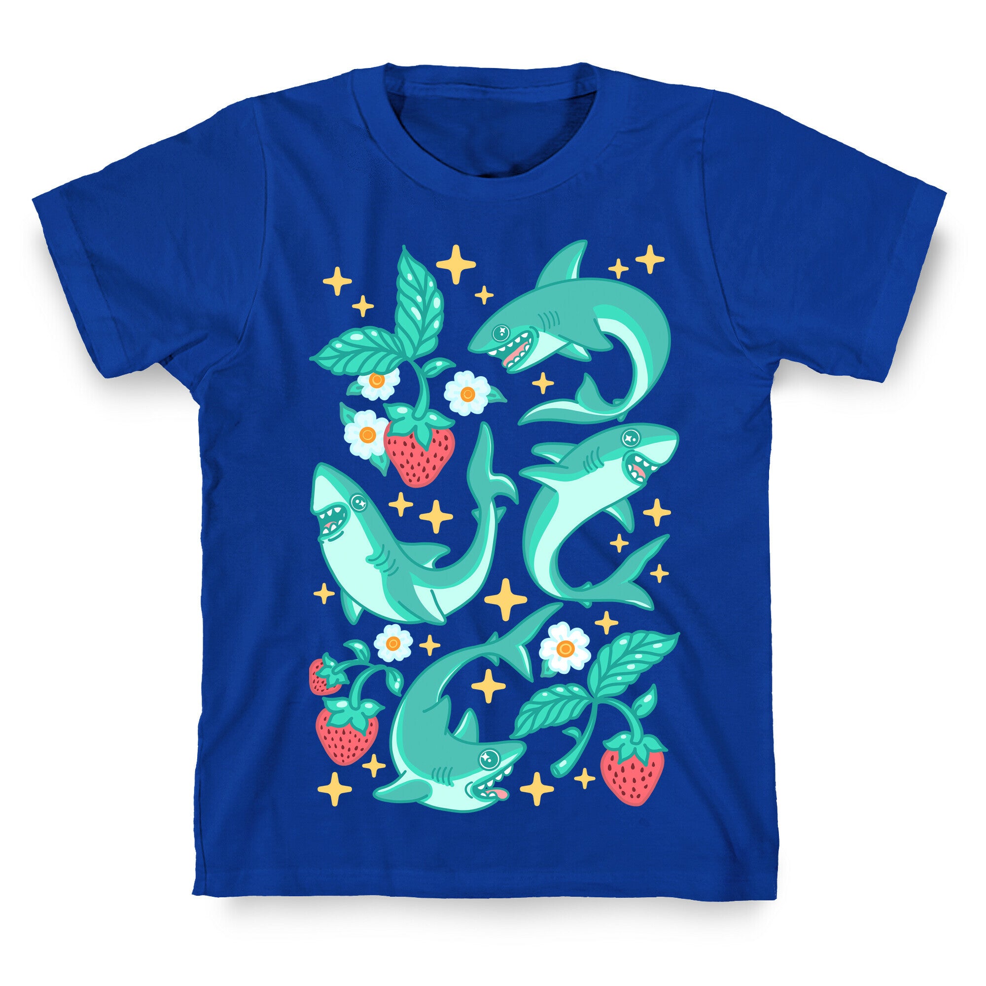 Punk Strawberry Sharks Pattern T-Shirt