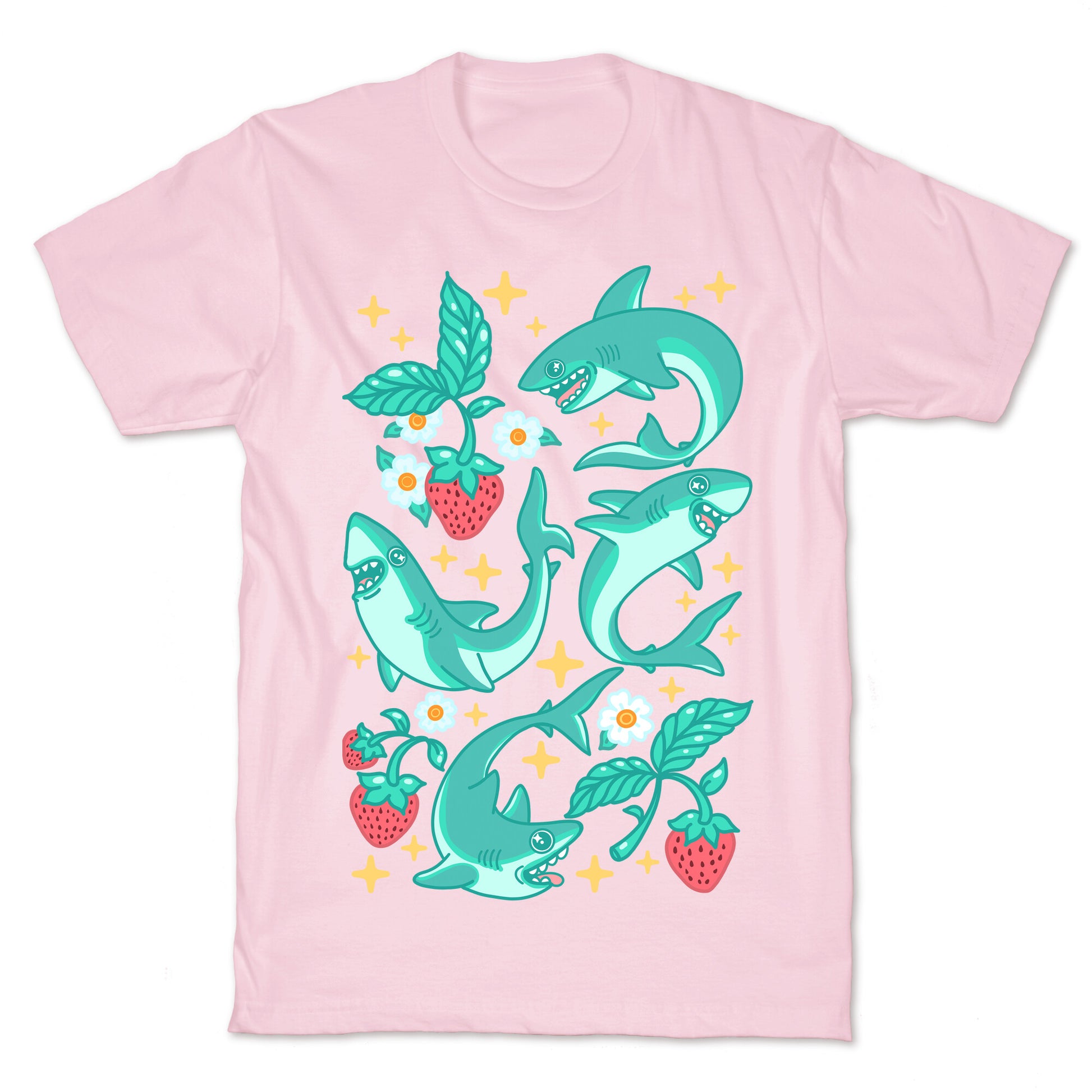 Punk Strawberry Sharks Pattern T-Shirt