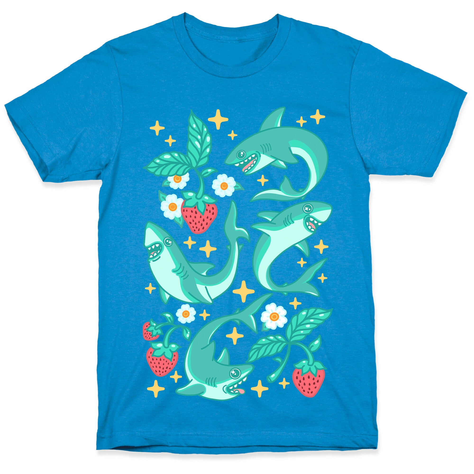 Punk Strawberry Sharks Pattern T-Shirt