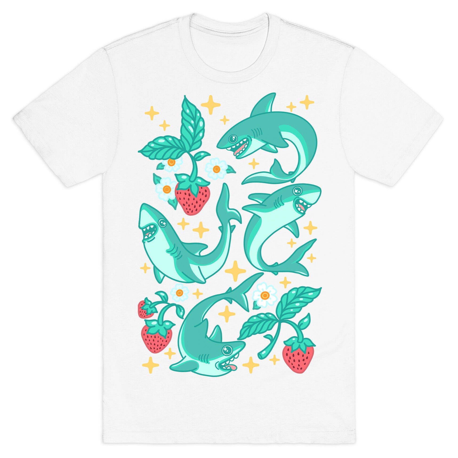 Punk Strawberry Sharks Pattern T-Shirt