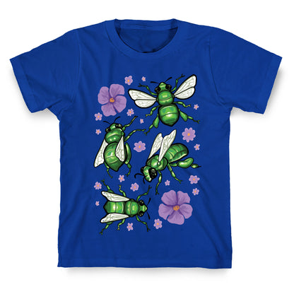 Green Orchid Bee Pattern T-Shirt
