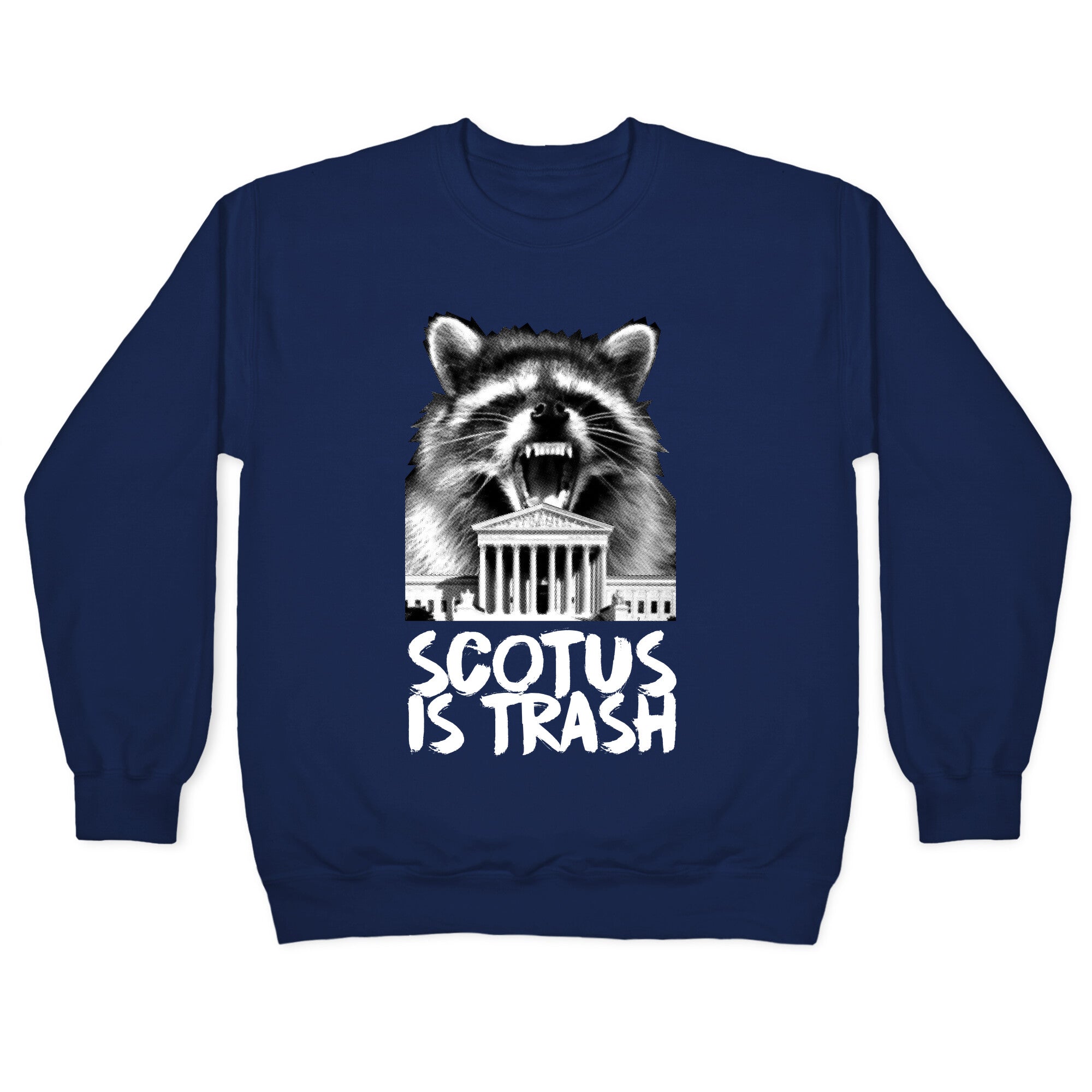 SCOTUS is Trash Raccoon Halftone Crewneck Sweatshirt