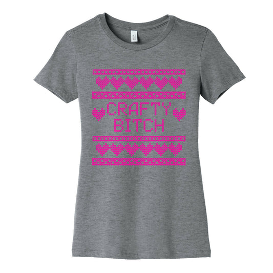 Hot Pink Crafty Bitch Knitting Pattern Women's Cotton Tee