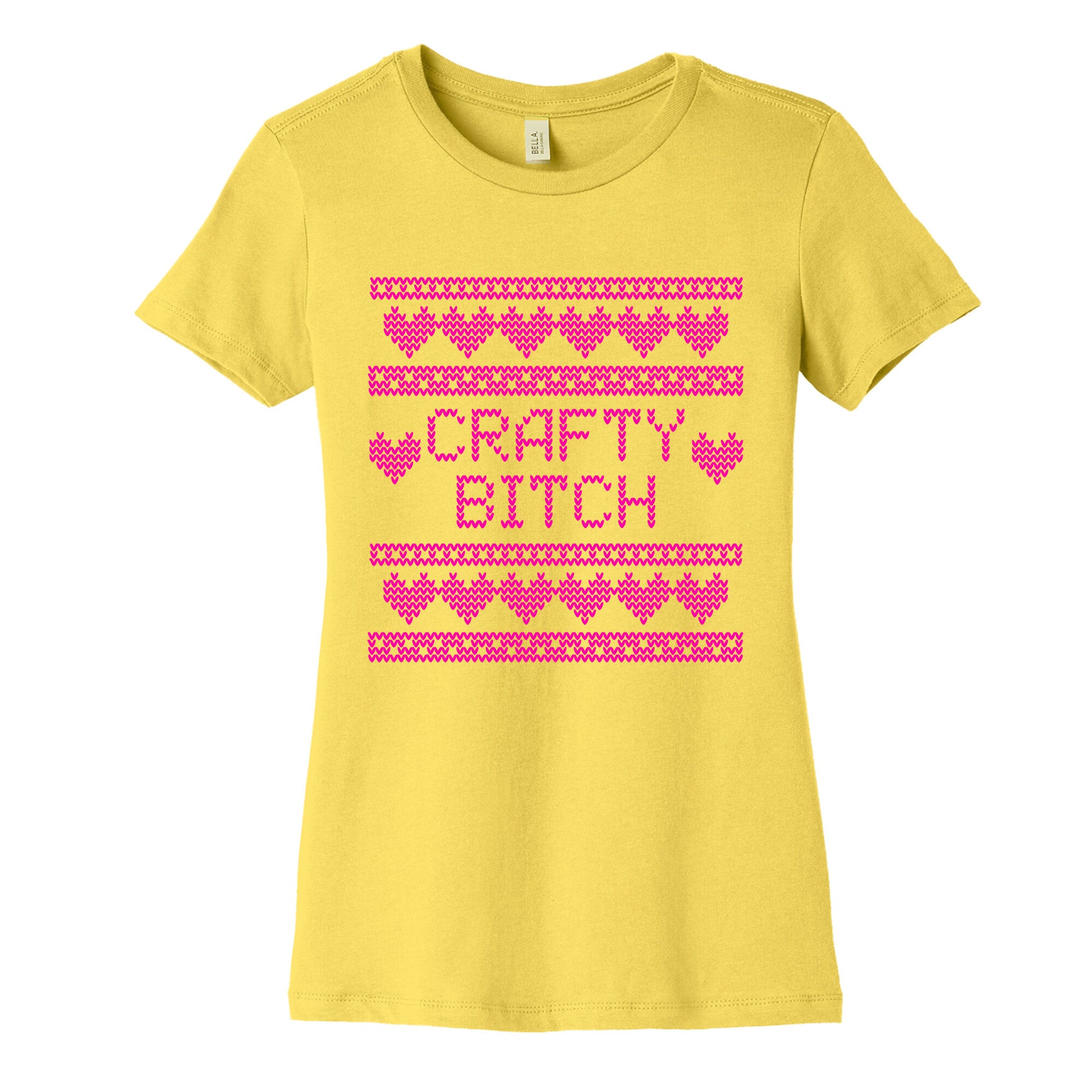 Hot Pink Crafty Bitch Knitting Pattern Women's Cotton Tee