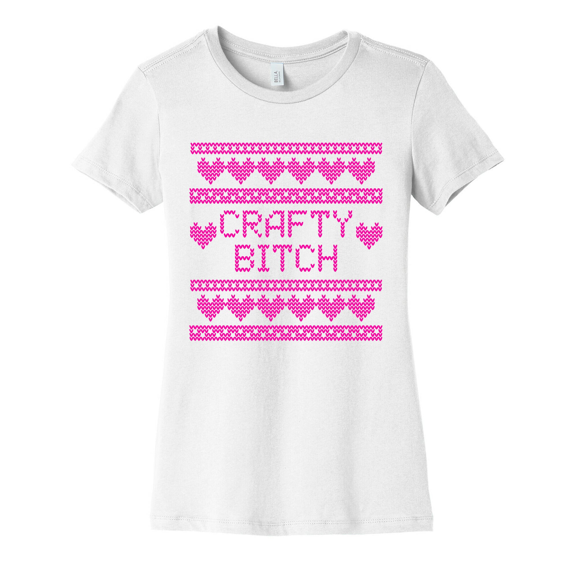 Hot Pink Crafty Bitch Knitting Pattern Women's Cotton Tee