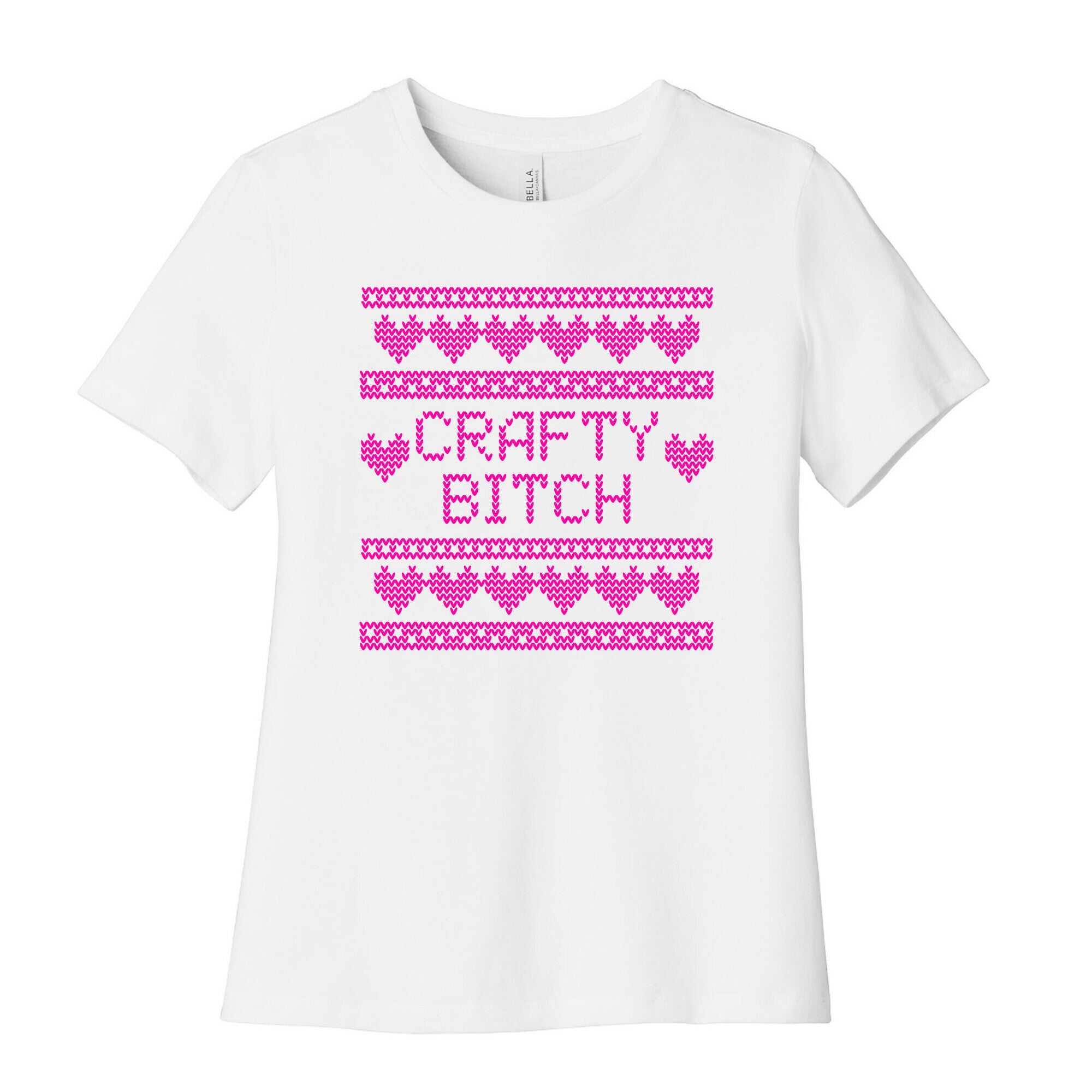 Hot Pink Crafty Bitch Knitting Pattern Women's Cotton Tee