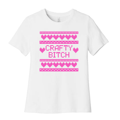 Hot Pink Crafty Bitch Knitting Pattern Women's Cotton Tee