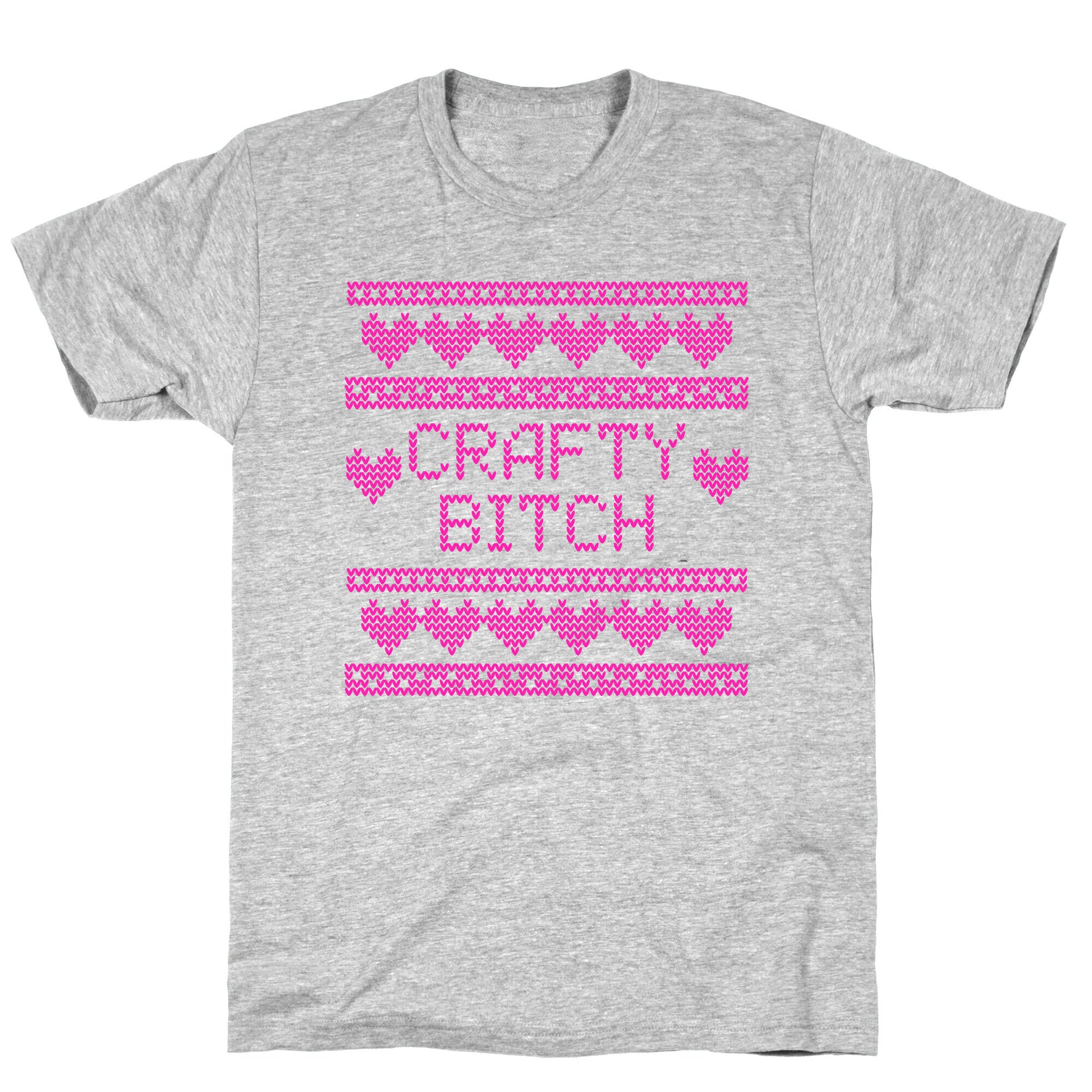 Light Pink Crafty Bitch Knitting Pattern T-Shirt