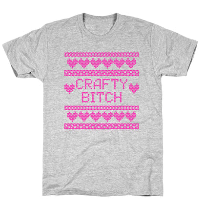 Light Pink Crafty Bitch Knitting Pattern T-Shirt