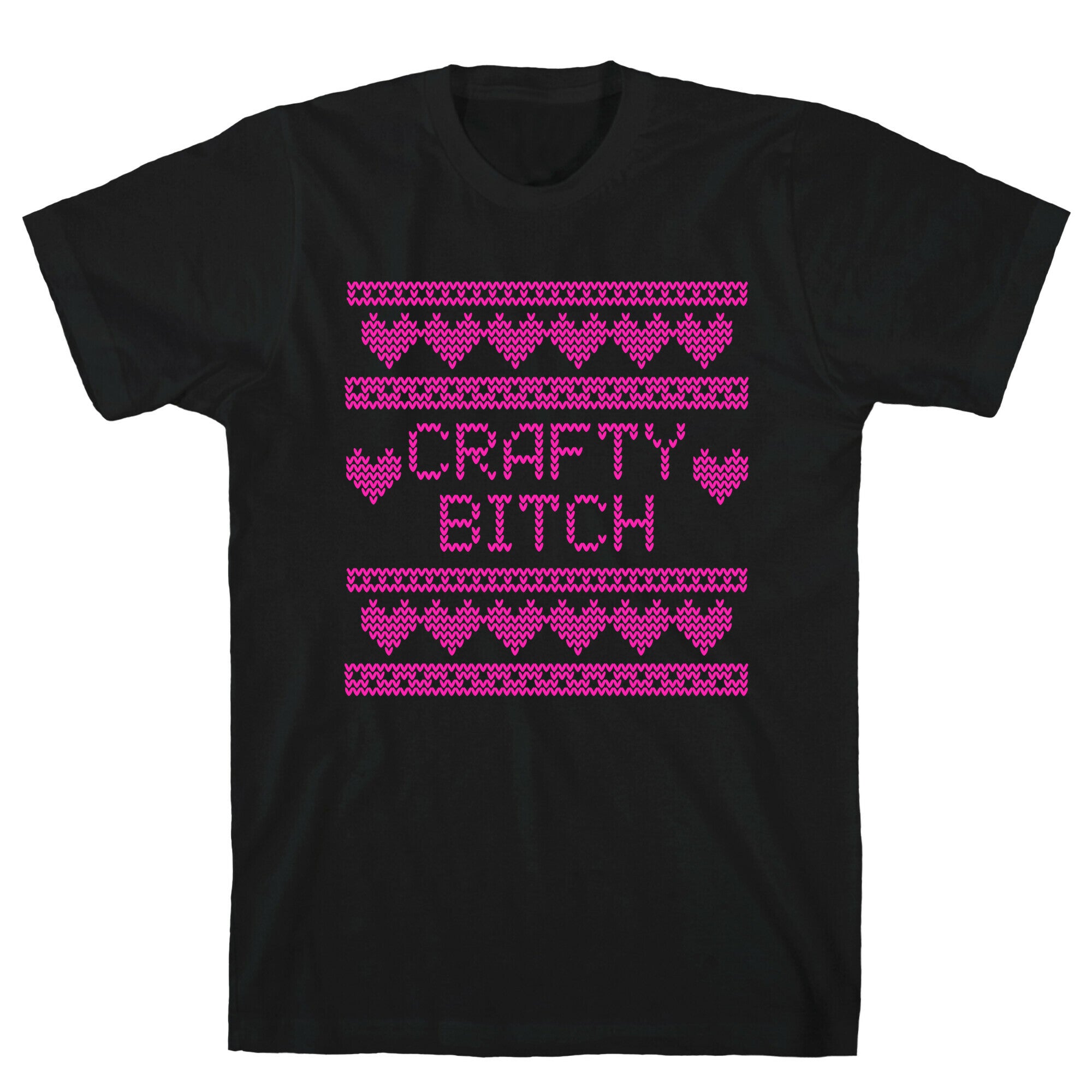 Light Pink Crafty Bitch Knitting Pattern T-Shirt