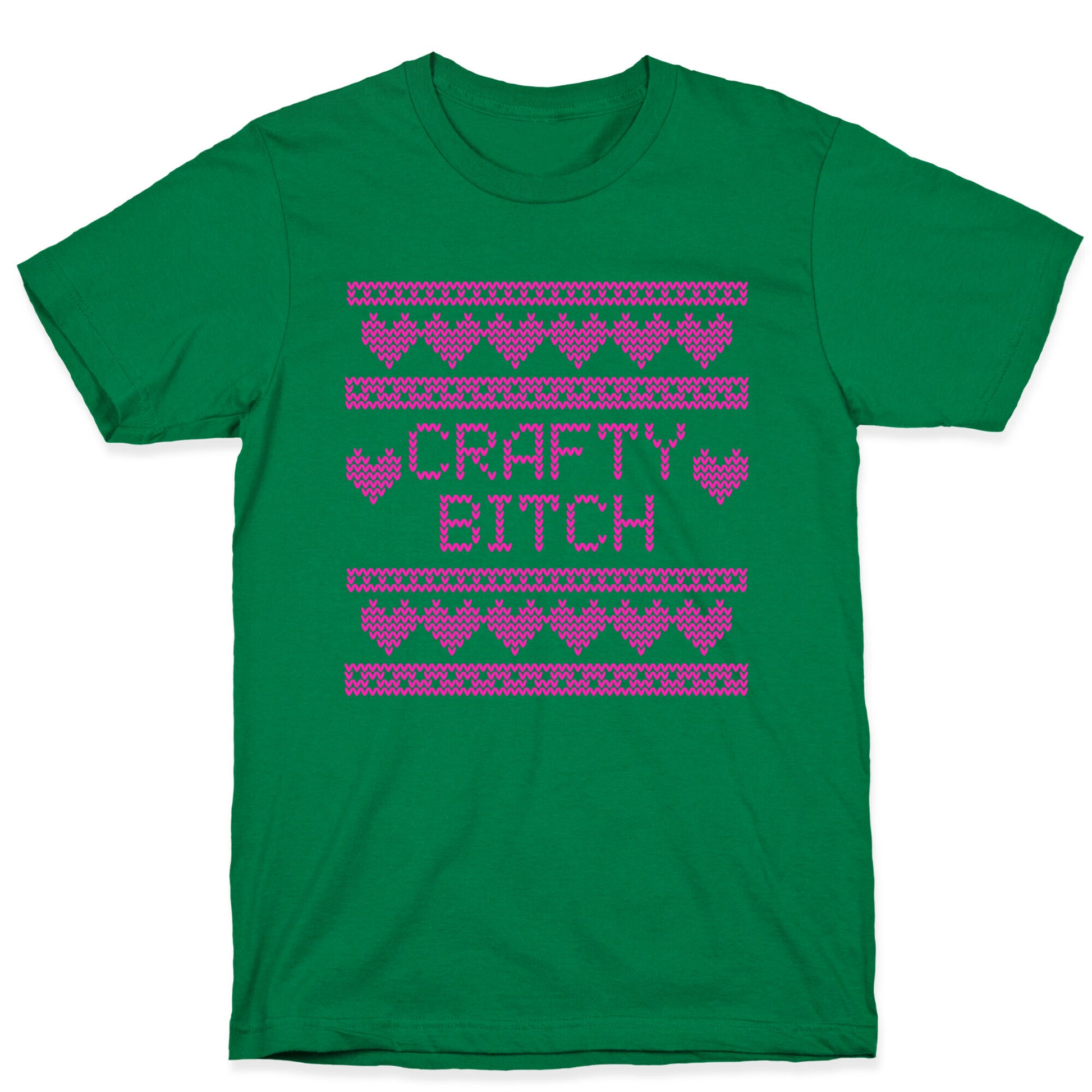 Light Pink Crafty Bitch Knitting Pattern T-Shirt