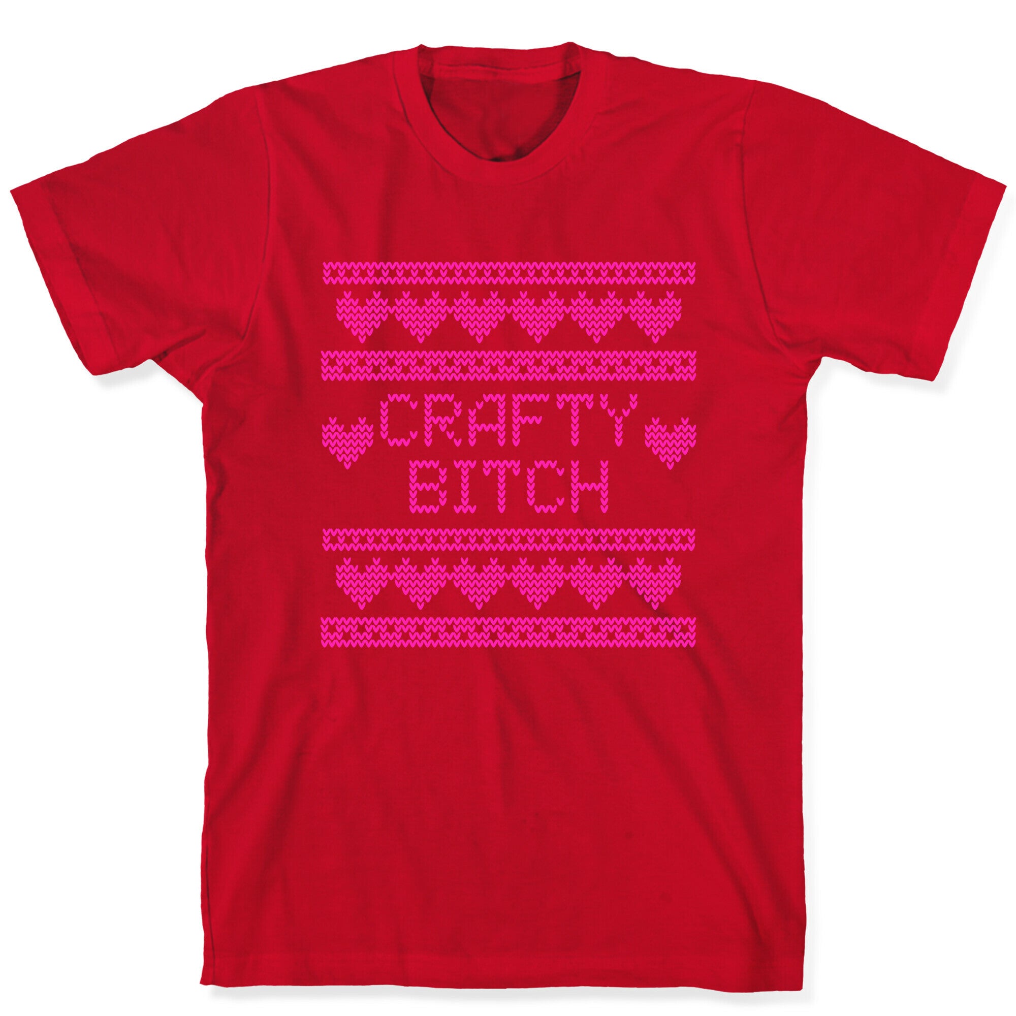 Light Pink Crafty Bitch Knitting Pattern T-Shirt