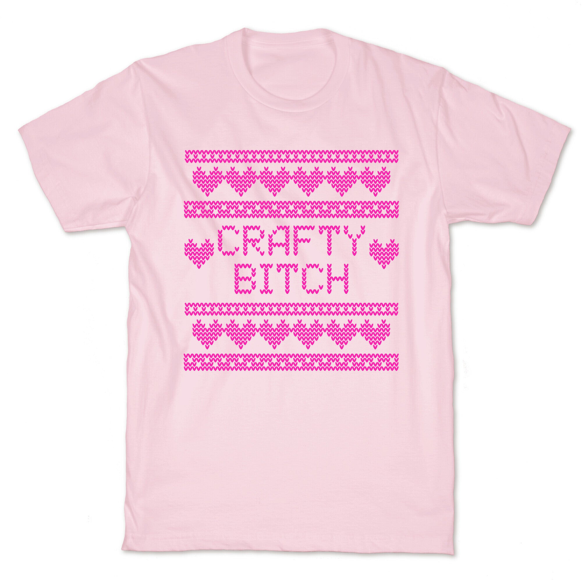 Light Pink Crafty Bitch Knitting Pattern T-Shirt