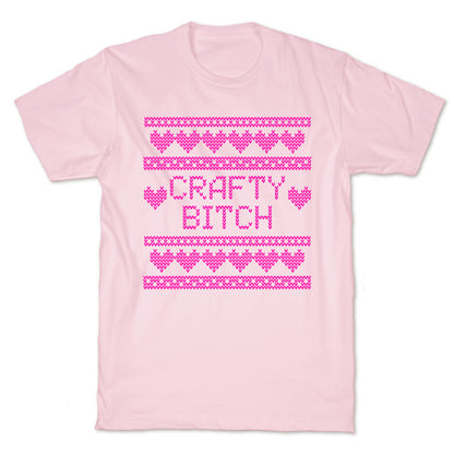 Light Pink Crafty Bitch Knitting Pattern T-Shirt