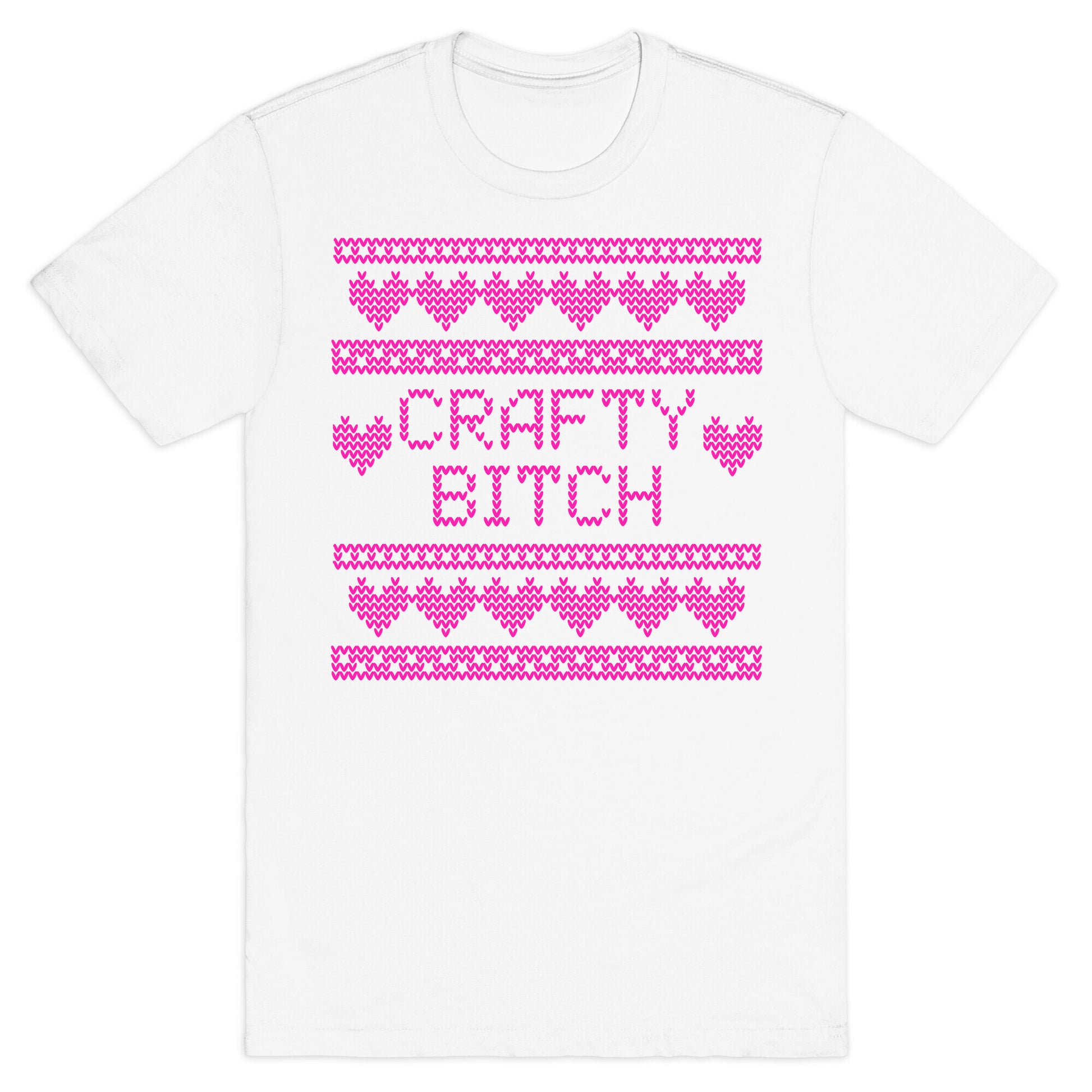 Light Pink Crafty Bitch Knitting Pattern T-Shirt