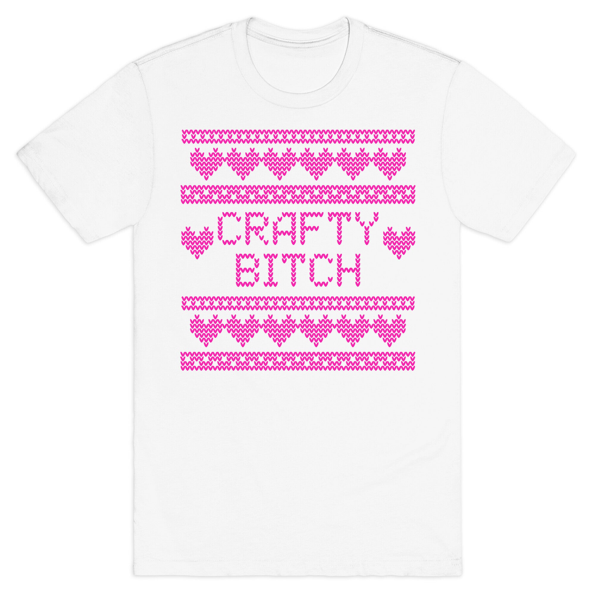 Light Pink Crafty Bitch Knitting Pattern T-Shirt