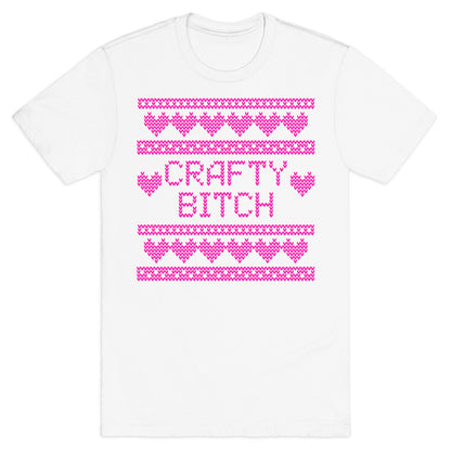 Light Pink Crafty Bitch Knitting Pattern T-Shirt