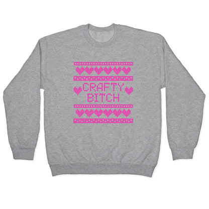 Light Pink Crafty Bitch Knitting Pattern Crewneck Sweatshirt