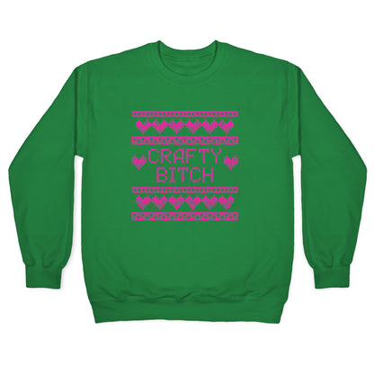 Light Pink Crafty Bitch Knitting Pattern Crewneck Sweatshirt