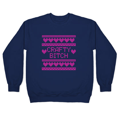 Light Pink Crafty Bitch Knitting Pattern Crewneck Sweatshirt