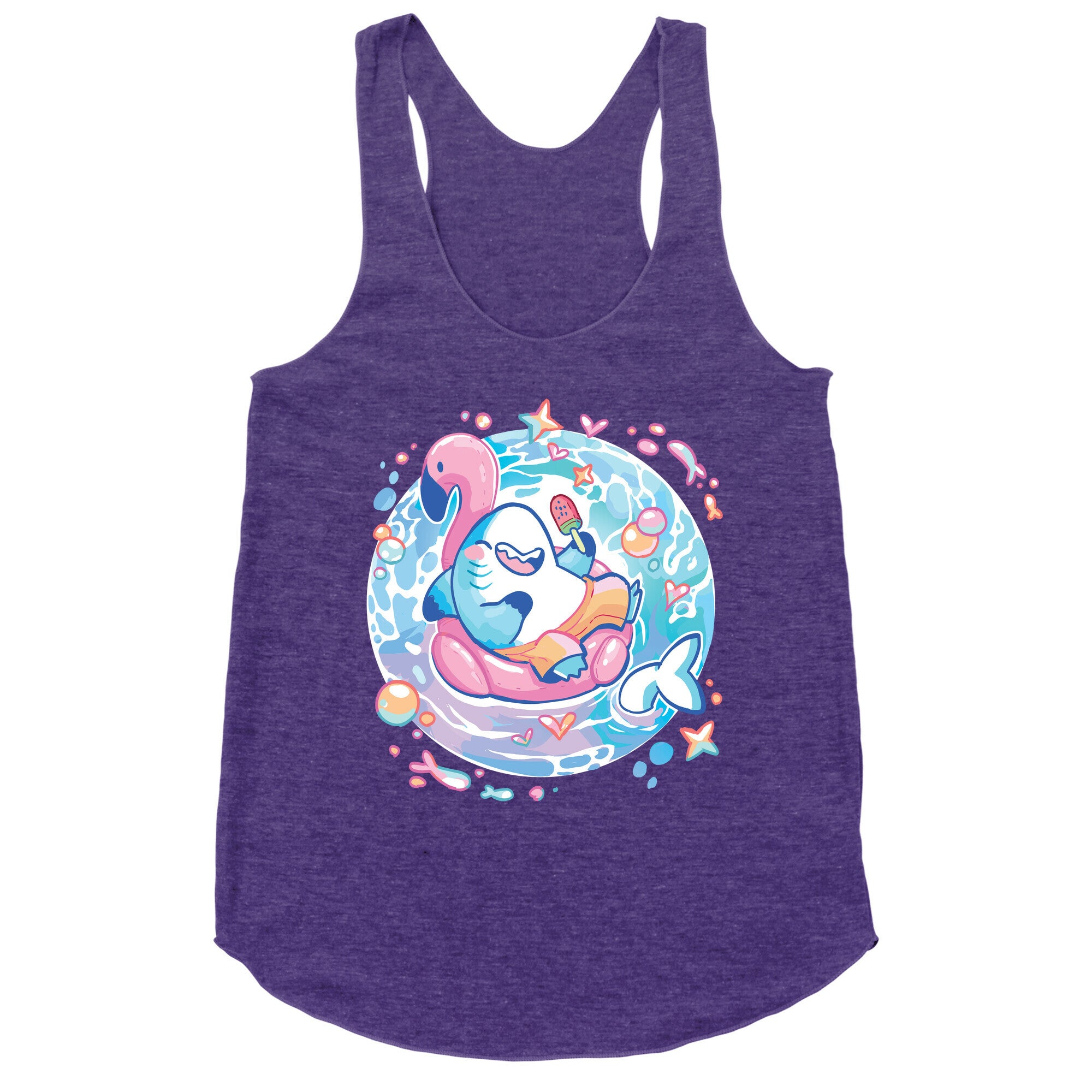 Kawaii Summer Shark Racerback Tank