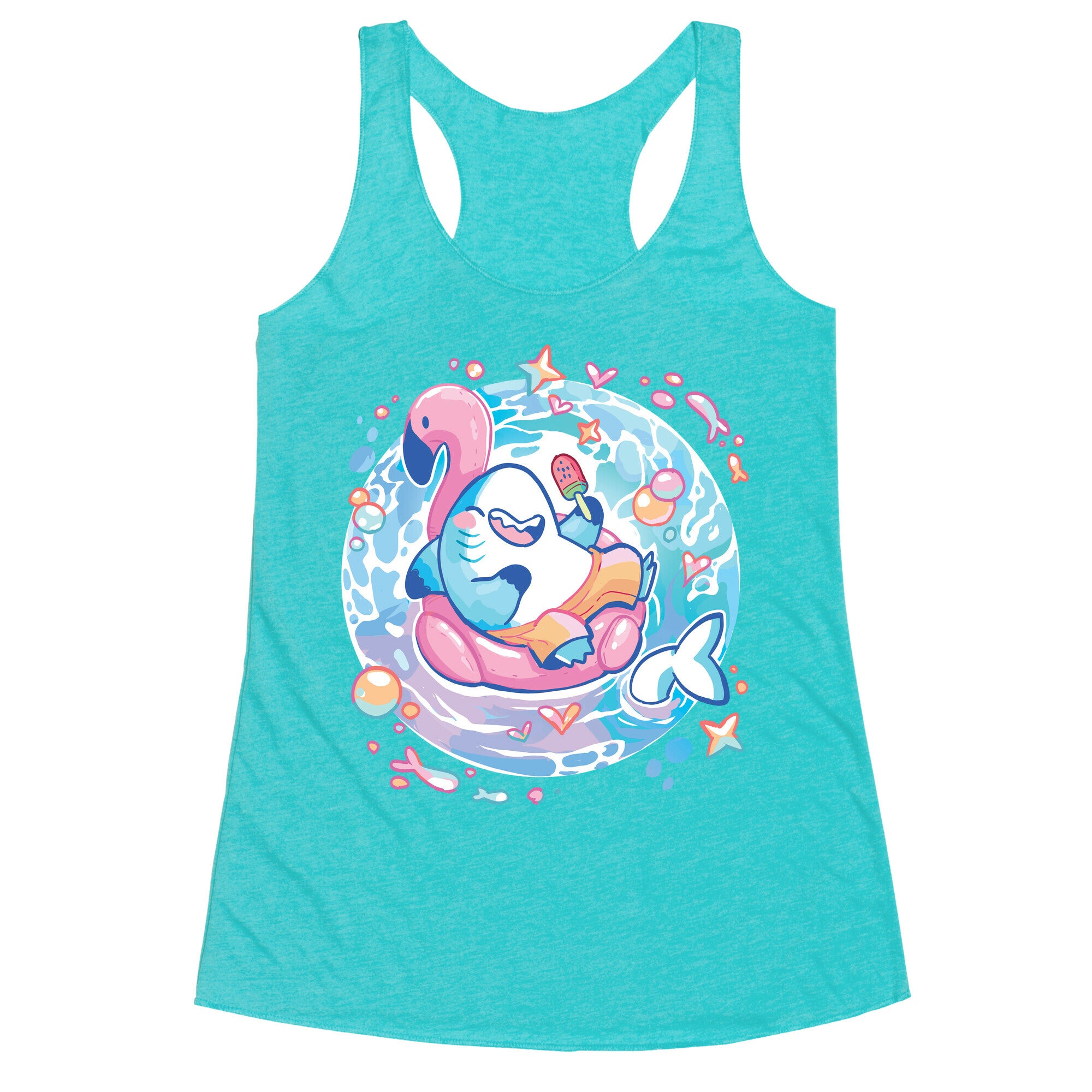 Kawaii Summer Shark Racerback Tank