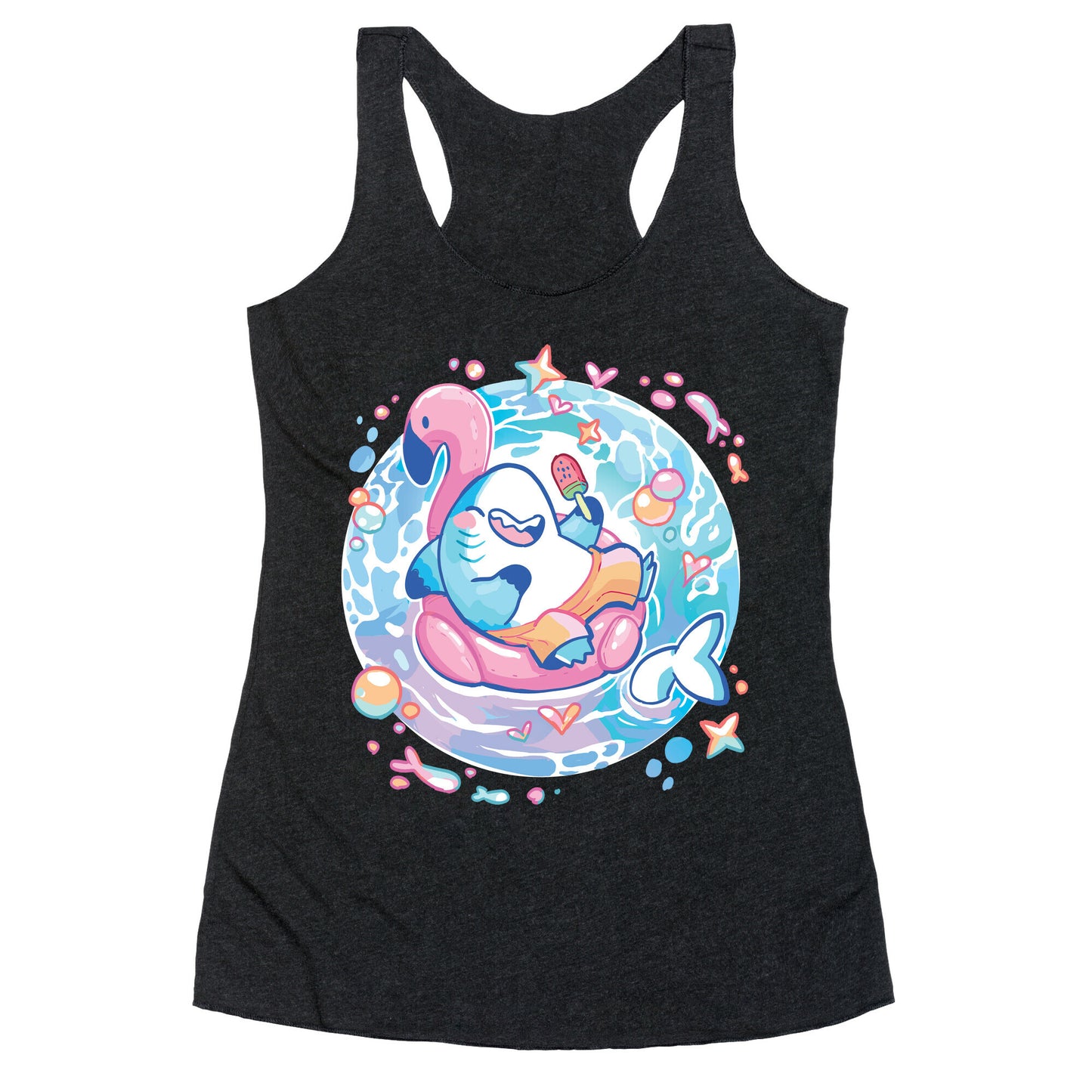 Kawaii Summer Shark Racerback Tank