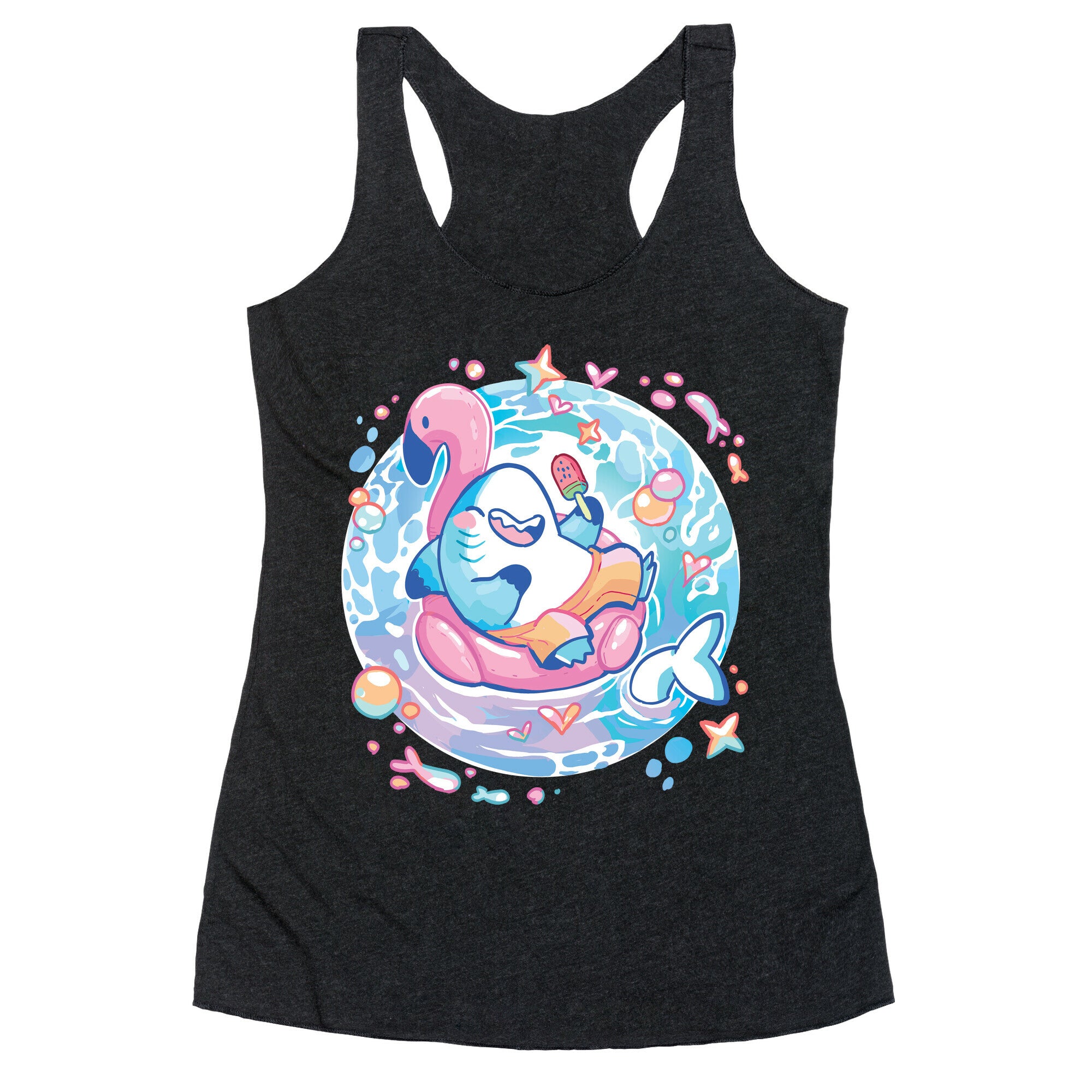 Kawaii Summer Shark Racerback Tank