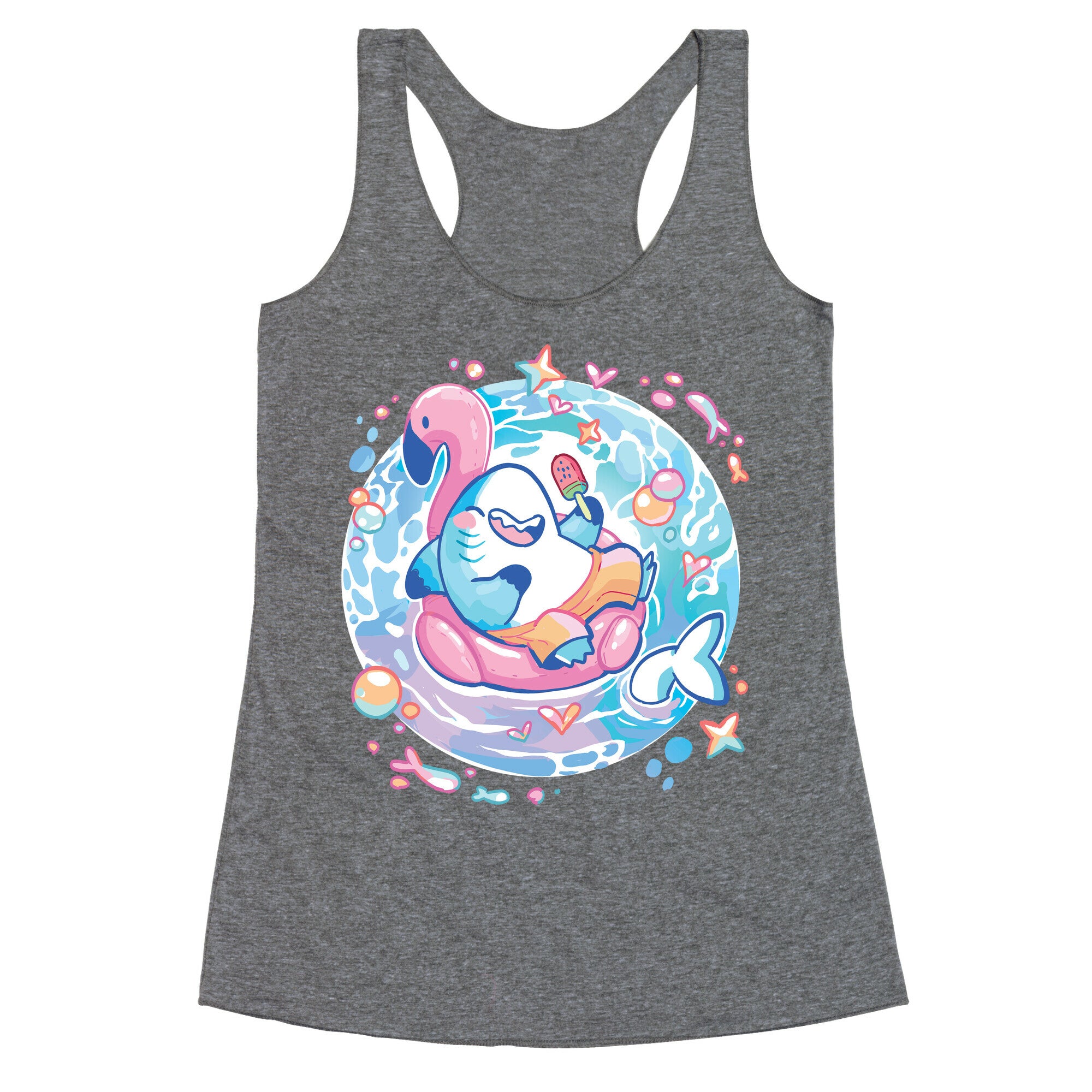 Kawaii Summer Shark Racerback Tank