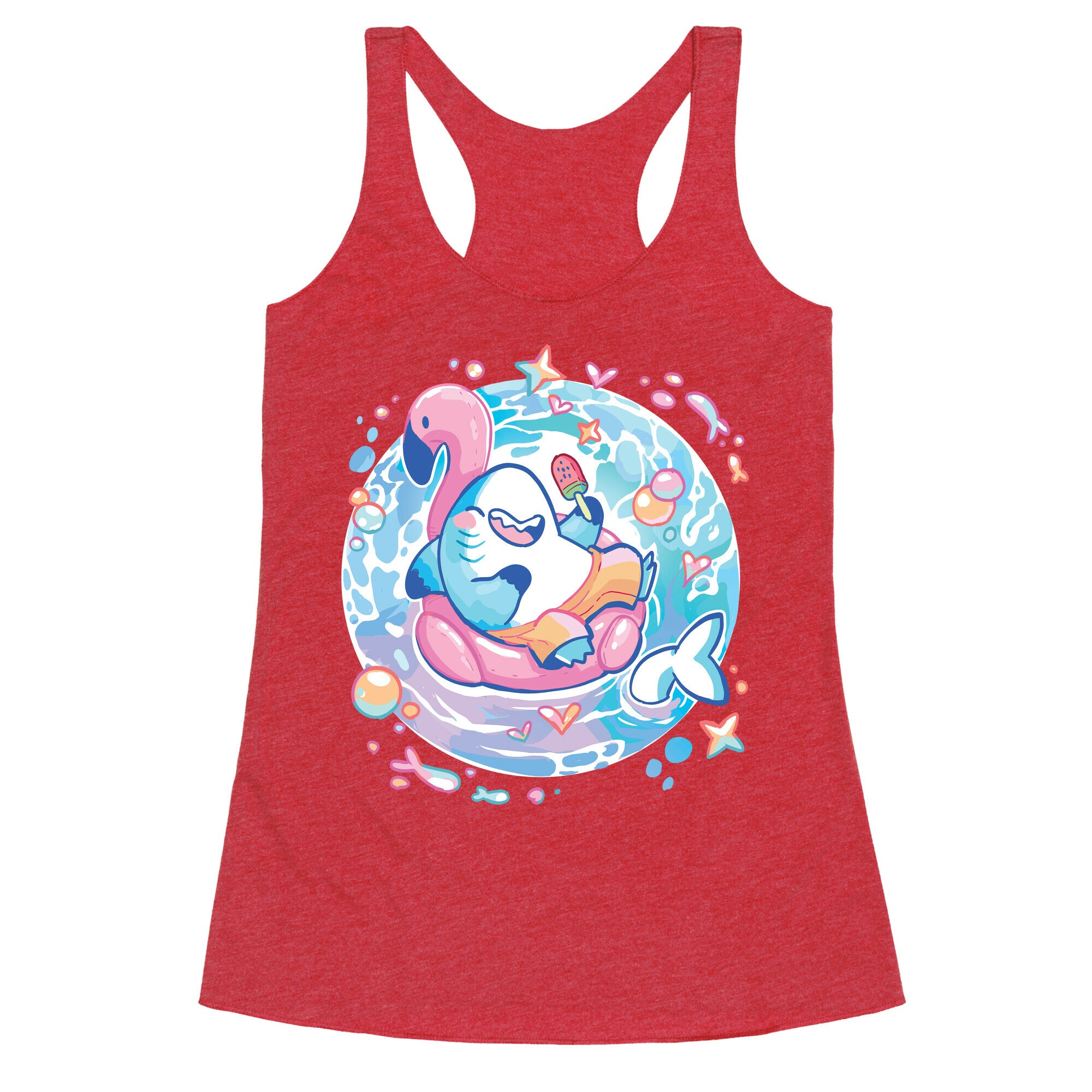 Kawaii Summer Shark Racerback Tank