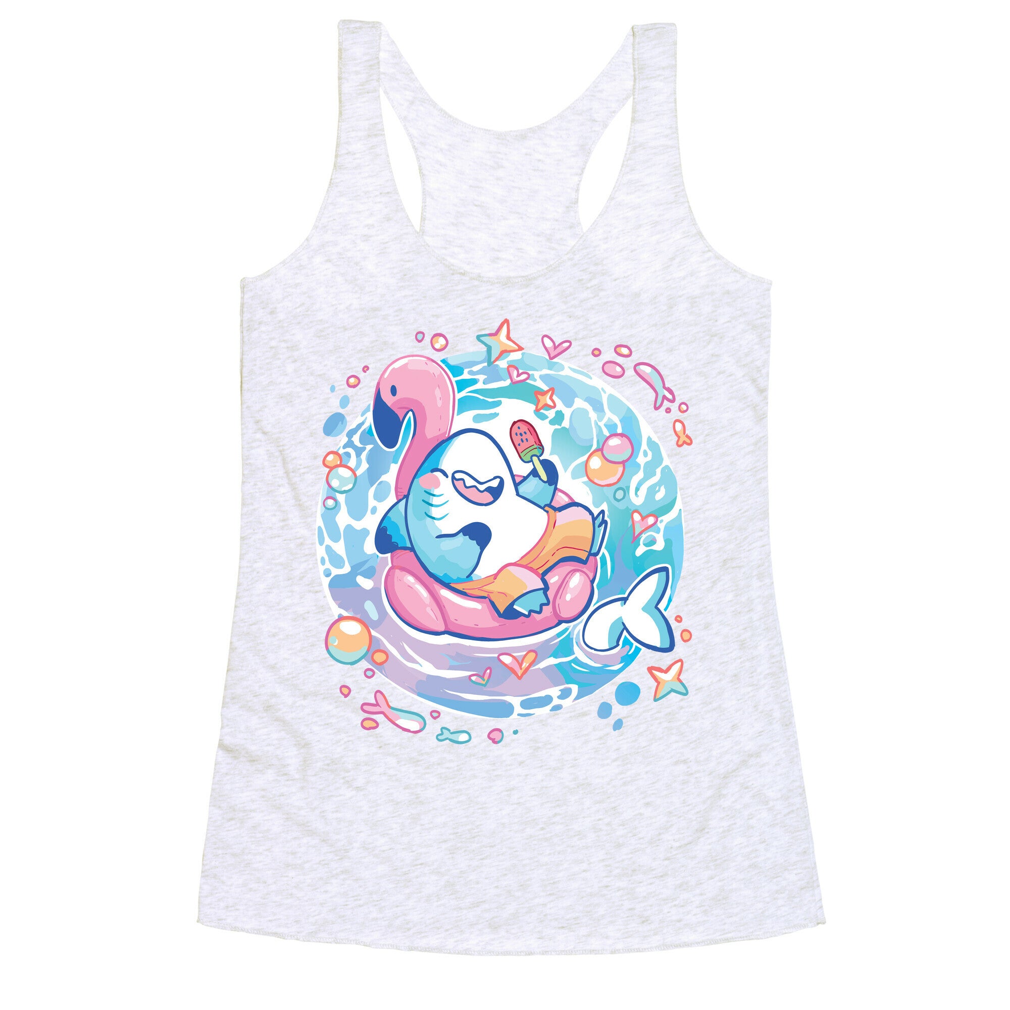 Kawaii Summer Shark Racerback Tank
