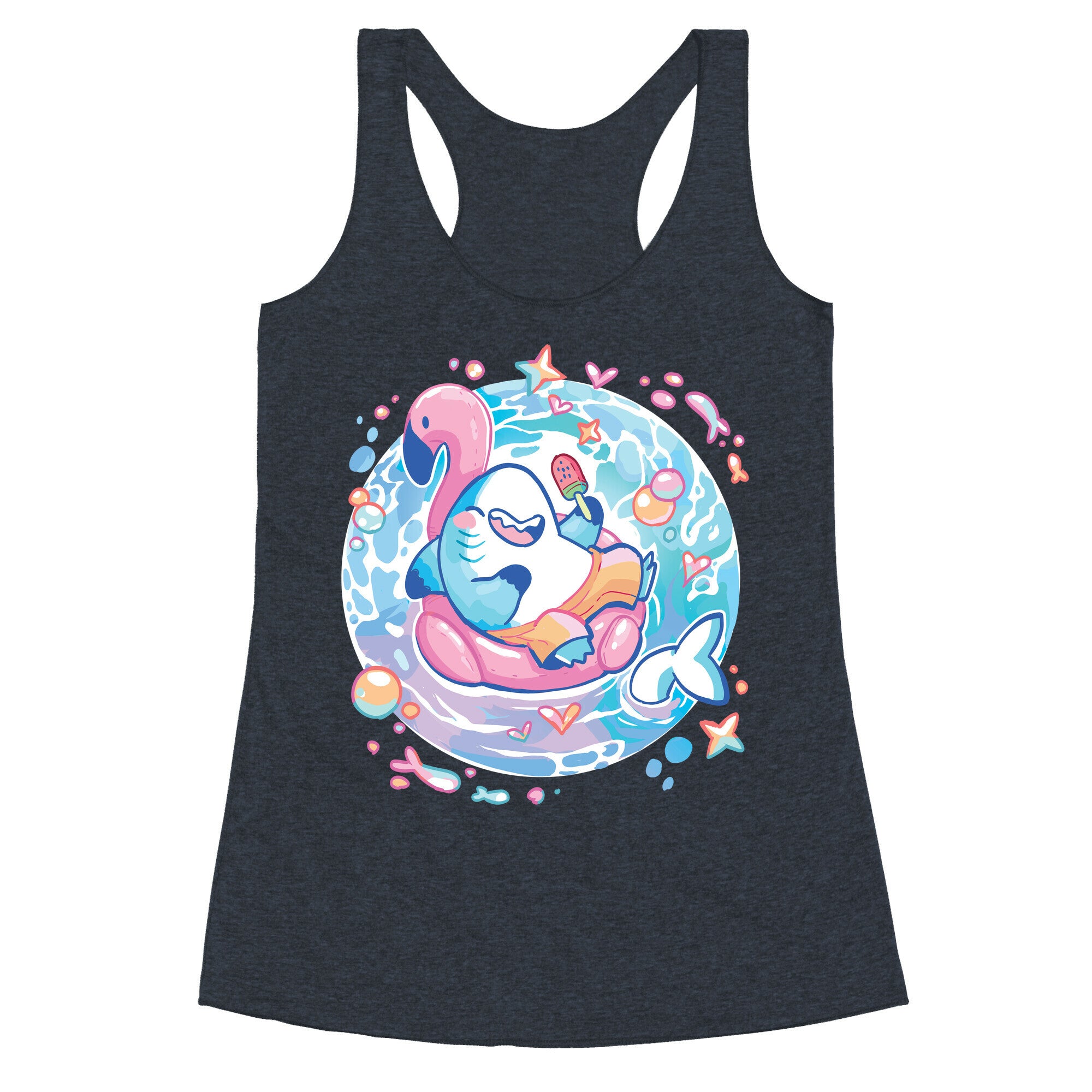 Kawaii Summer Shark Racerback Tank