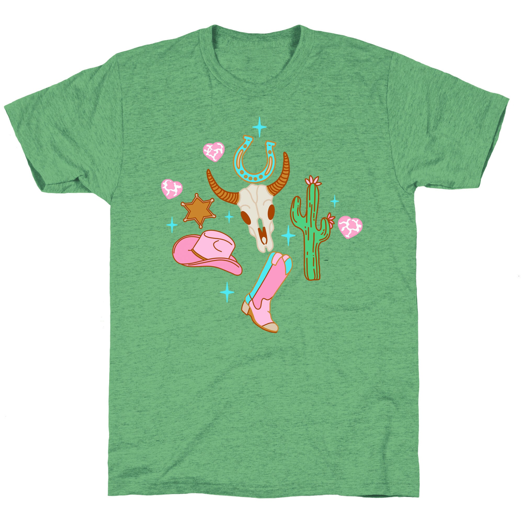 Pink Western Cowboy Pattern Unisex Triblend Tee