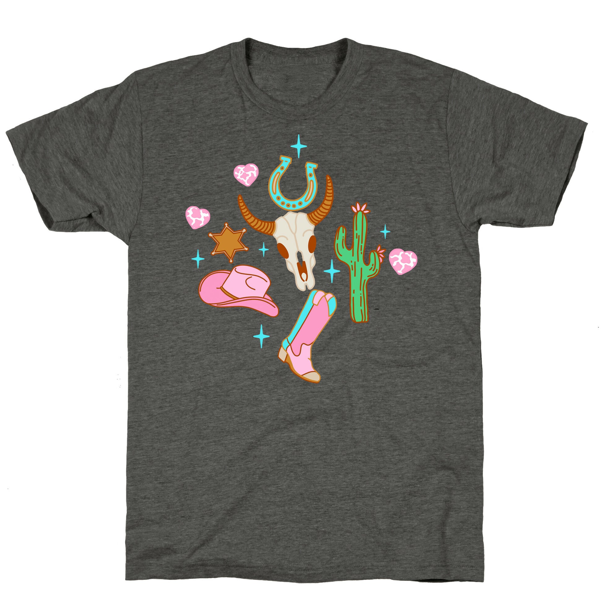 Pink Western Cowboy Pattern Unisex Triblend Tee