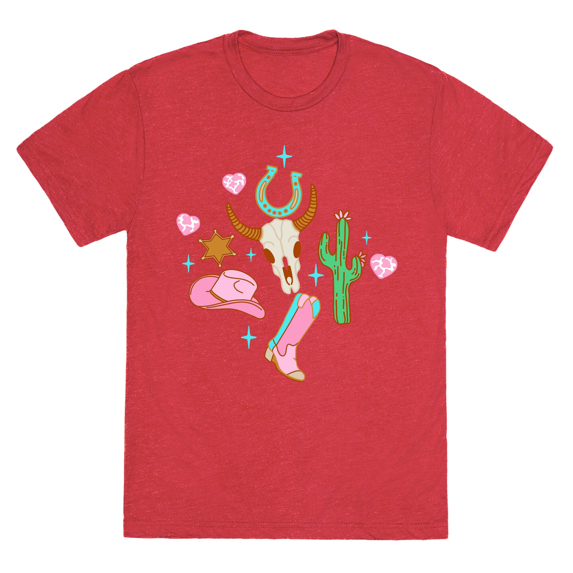 Pink Western Cowboy Pattern Unisex Triblend Tee