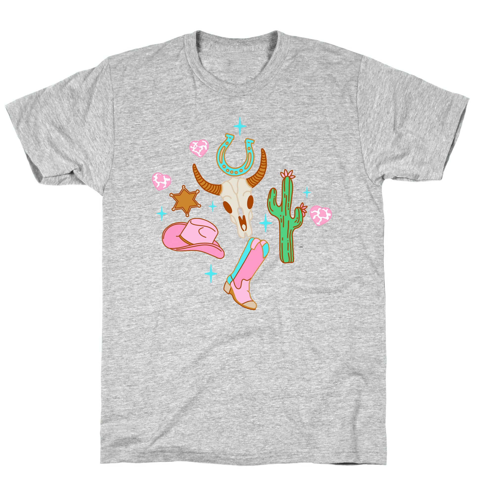 Pink Western Cowboy Pattern T-Shirt