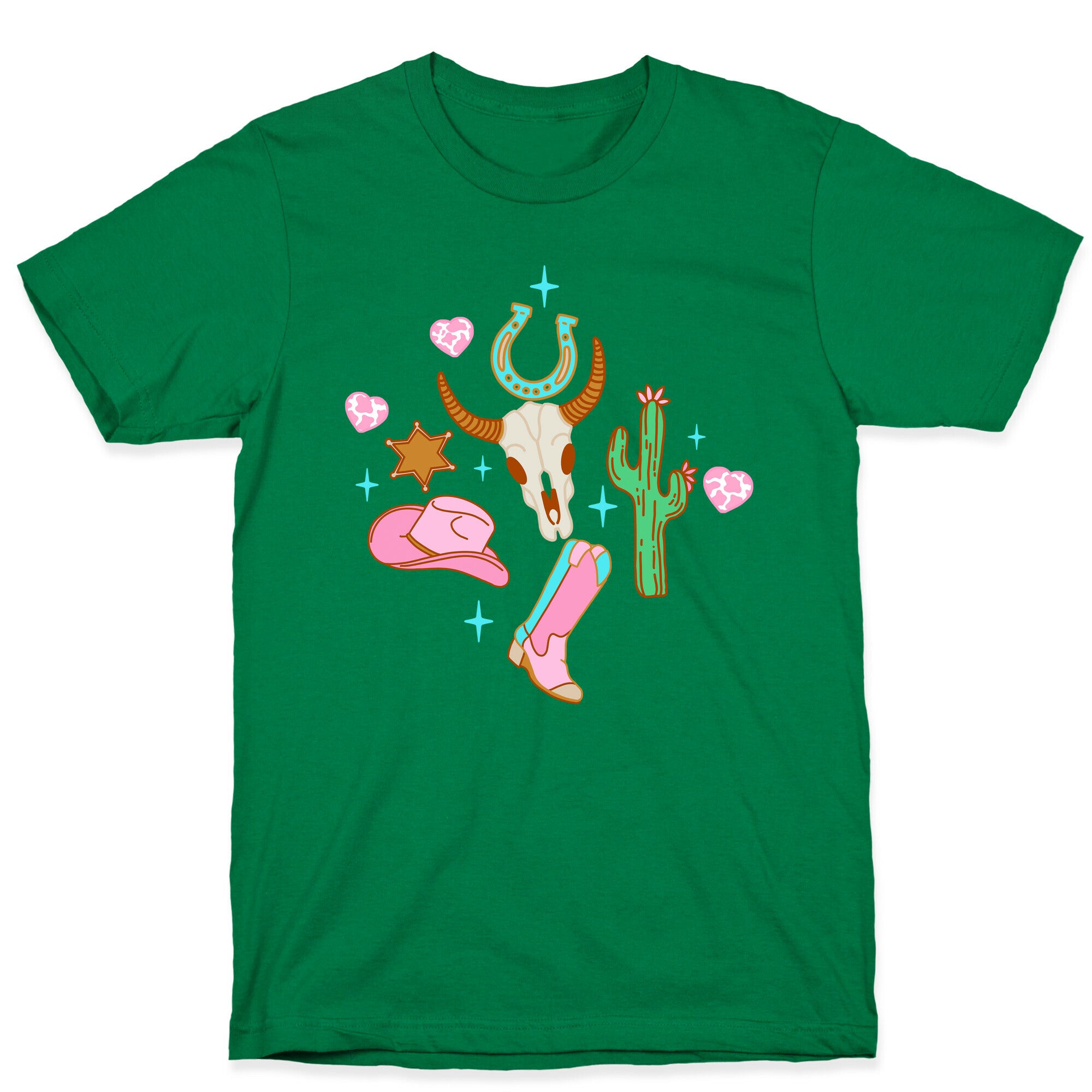 Pink Western Cowboy Pattern T-Shirt