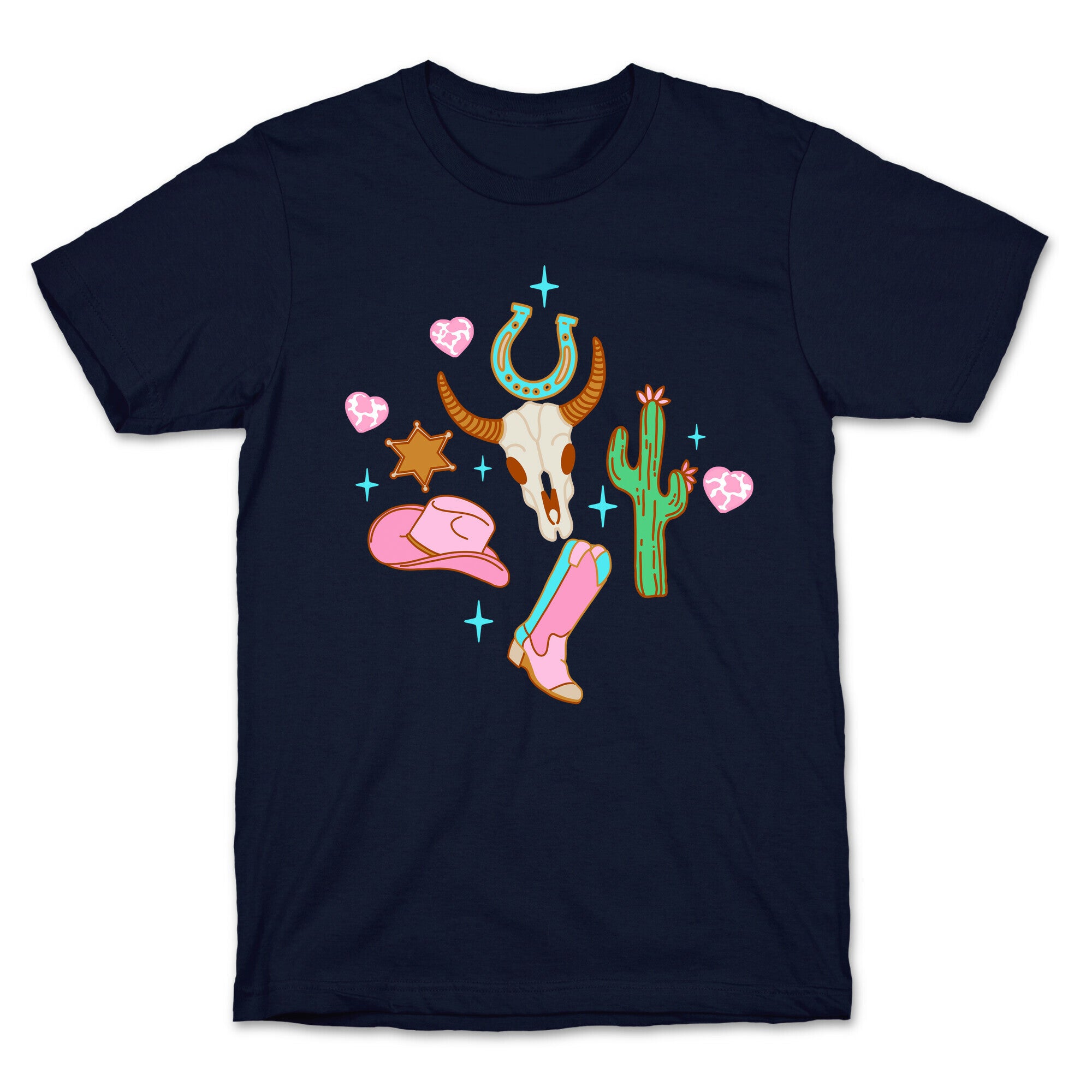 Pink Western Cowboy Pattern T-Shirt