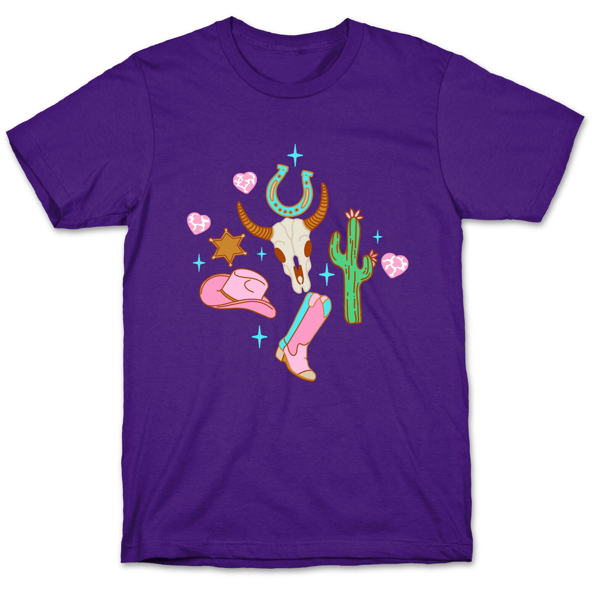 Pink Western Cowboy Pattern T-Shirt